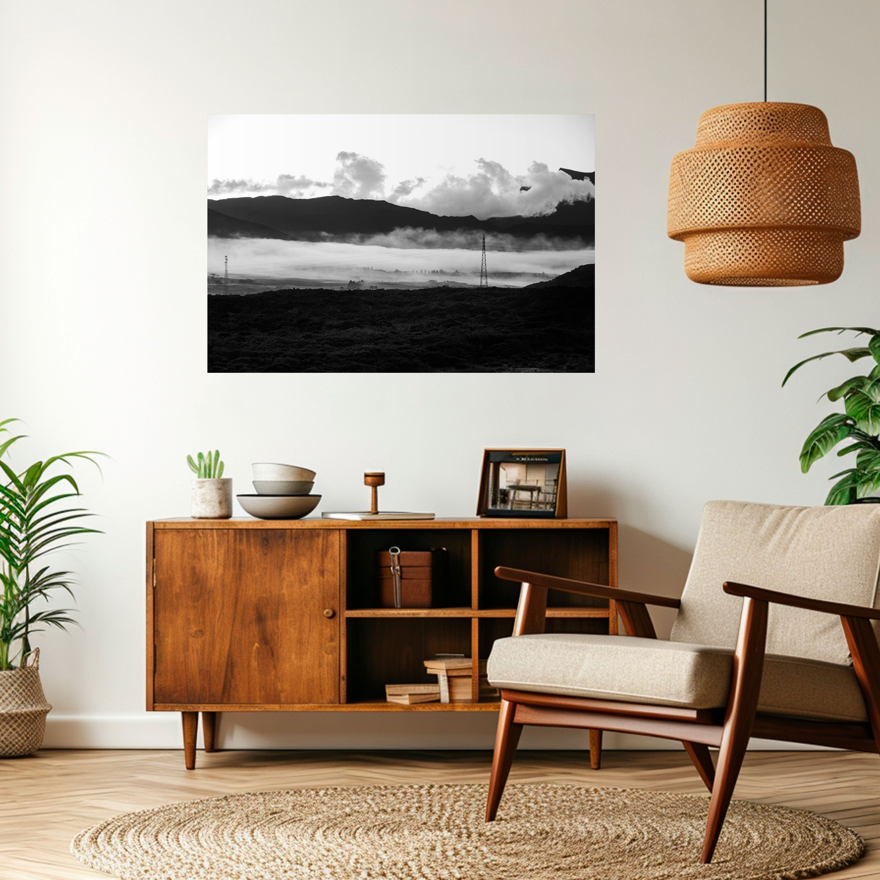 MISTY MOUNTAIN RADIANCE Horizontales Poster zum Abziehen und Aufkleben