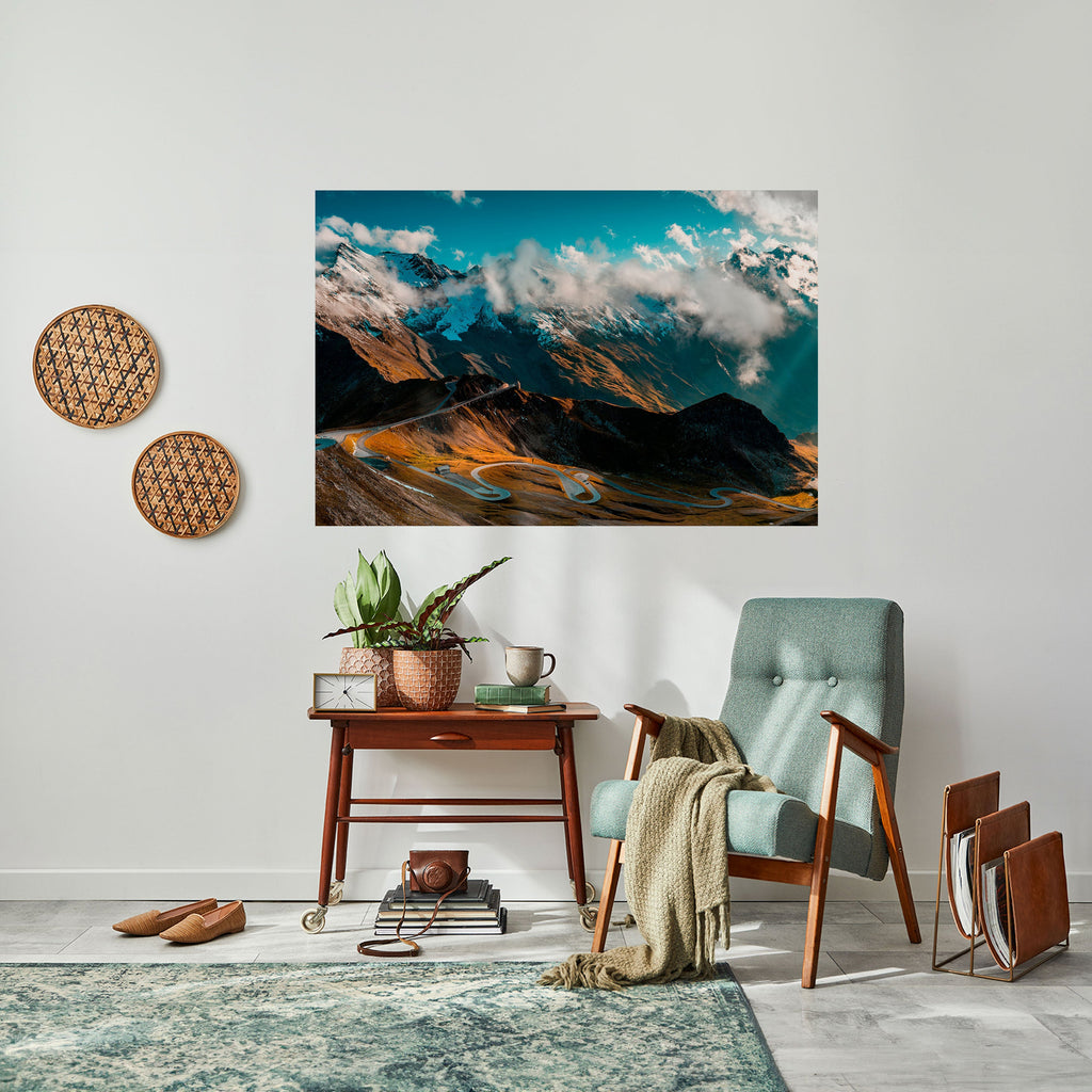 MOUNTAIN SERPENTINE Horizontales Poster zum Abziehen und Aufkleben