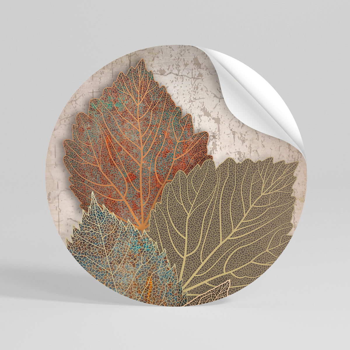 LEAVES OF TIME Runder Wandsticker zum Abziehen und Aufkleben