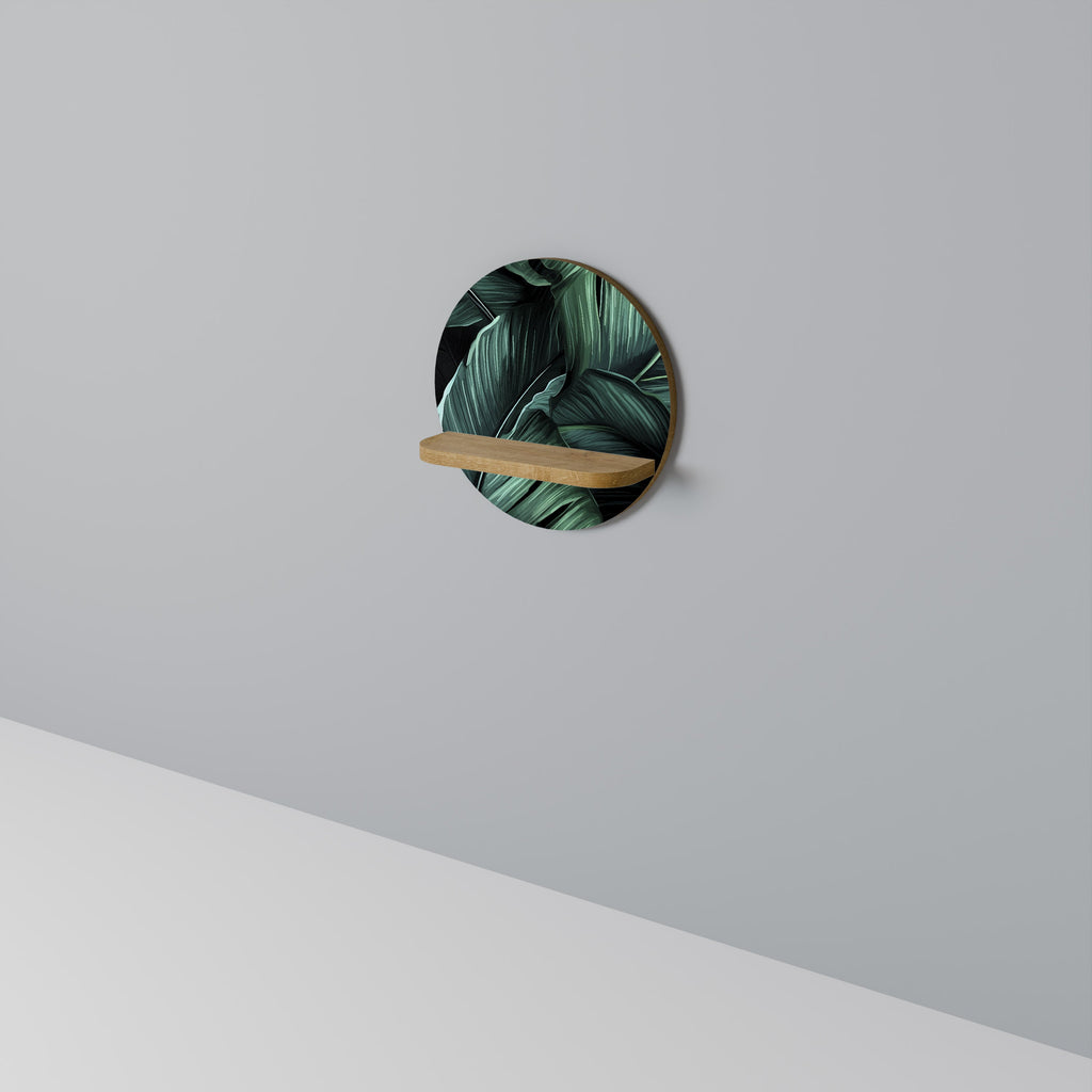 LEAFY ELEGANCE Rundes Kunstregal in Eiche-Optik