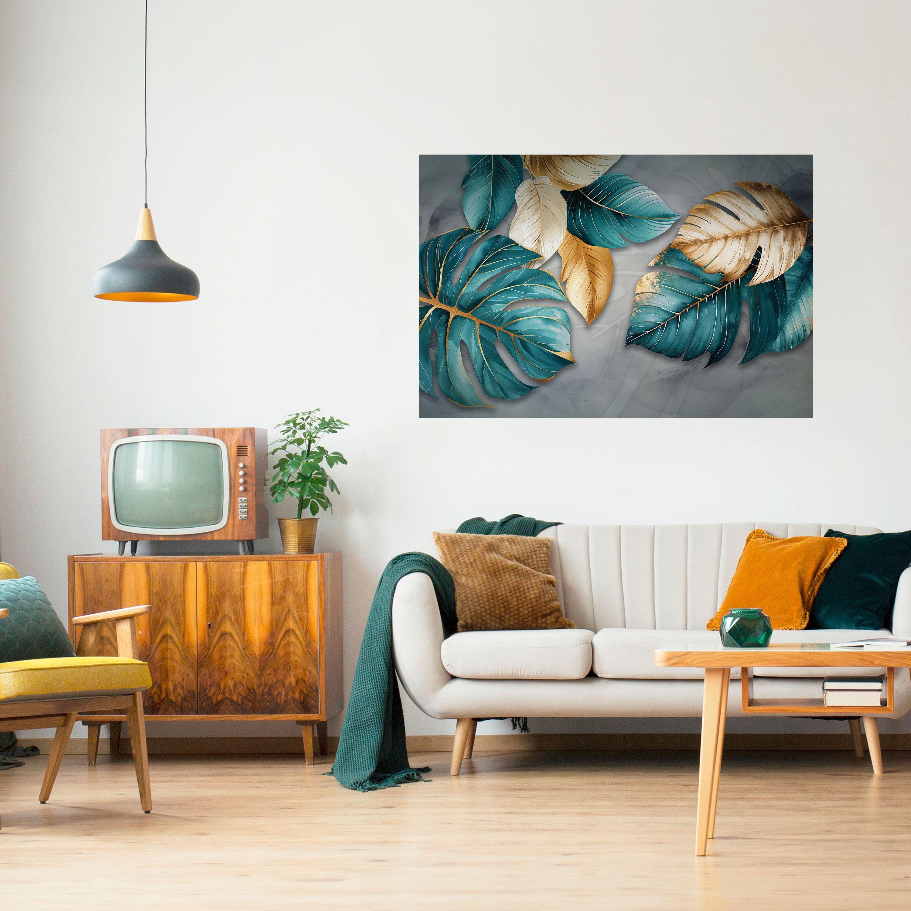 ELEGANCE IN LEAVES Horizontales Poster zum Abziehen und Aufkleben