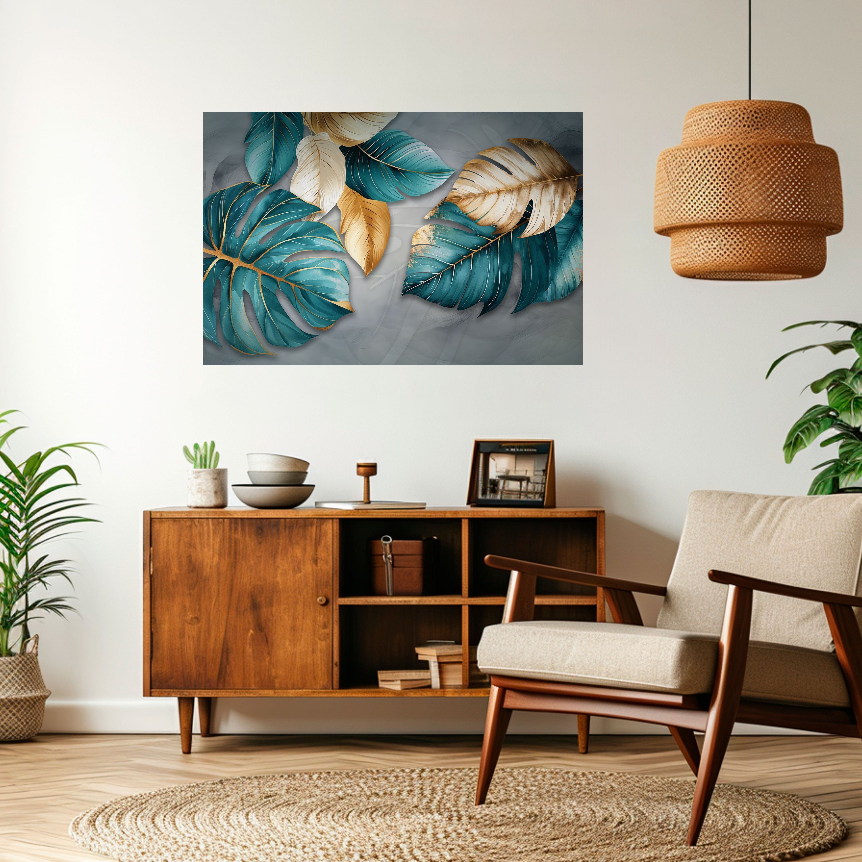 ELEGANCE IN LEAVES Horizontales Poster zum Abziehen und Aufkleben