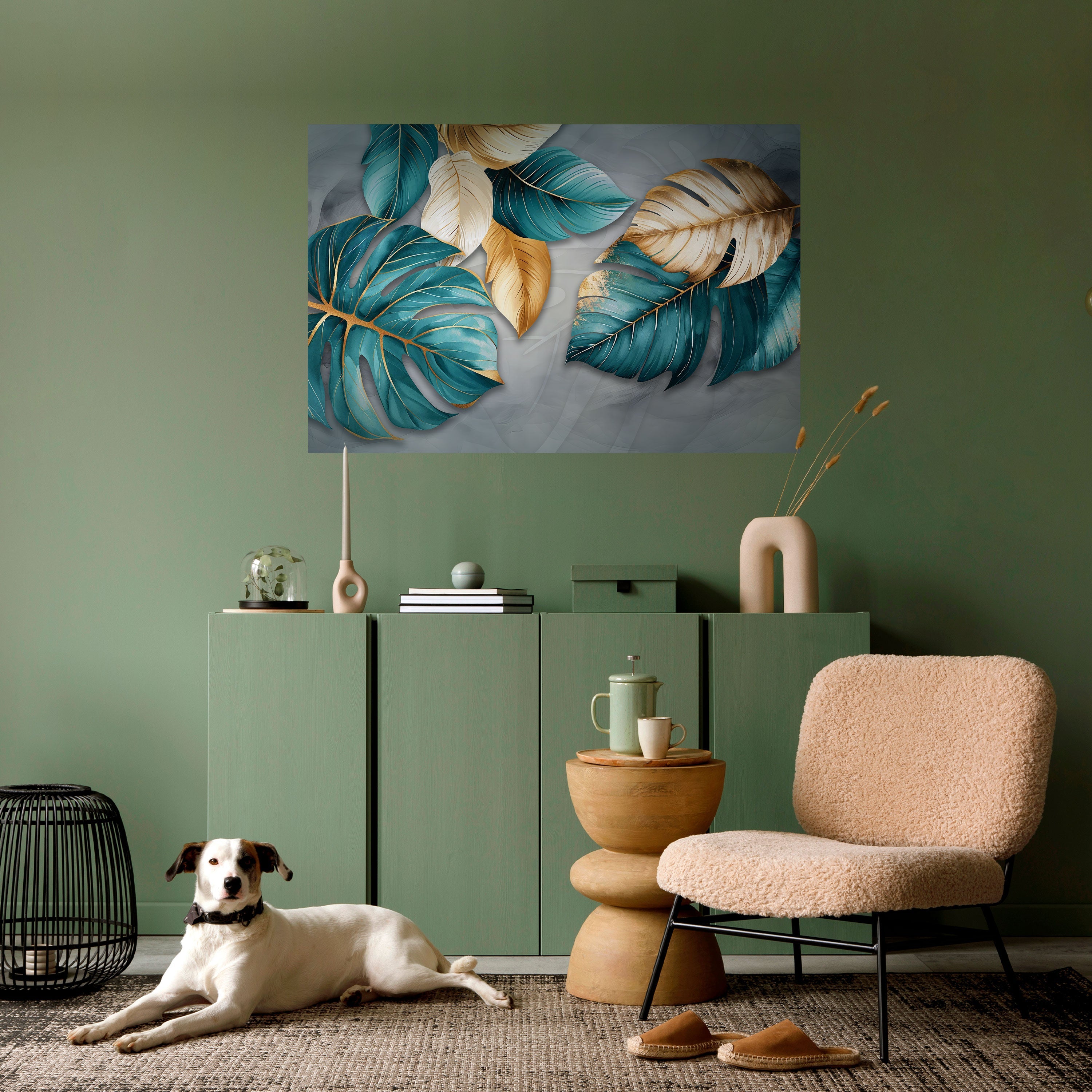 ELEGANCE IN LEAVES Horizontales Poster zum Abziehen und Aufkleben