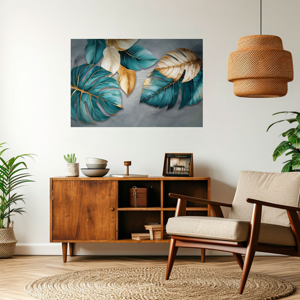 ELEGANCE IN LEAVES Horizontales Poster zum Abziehen und Aufkleben