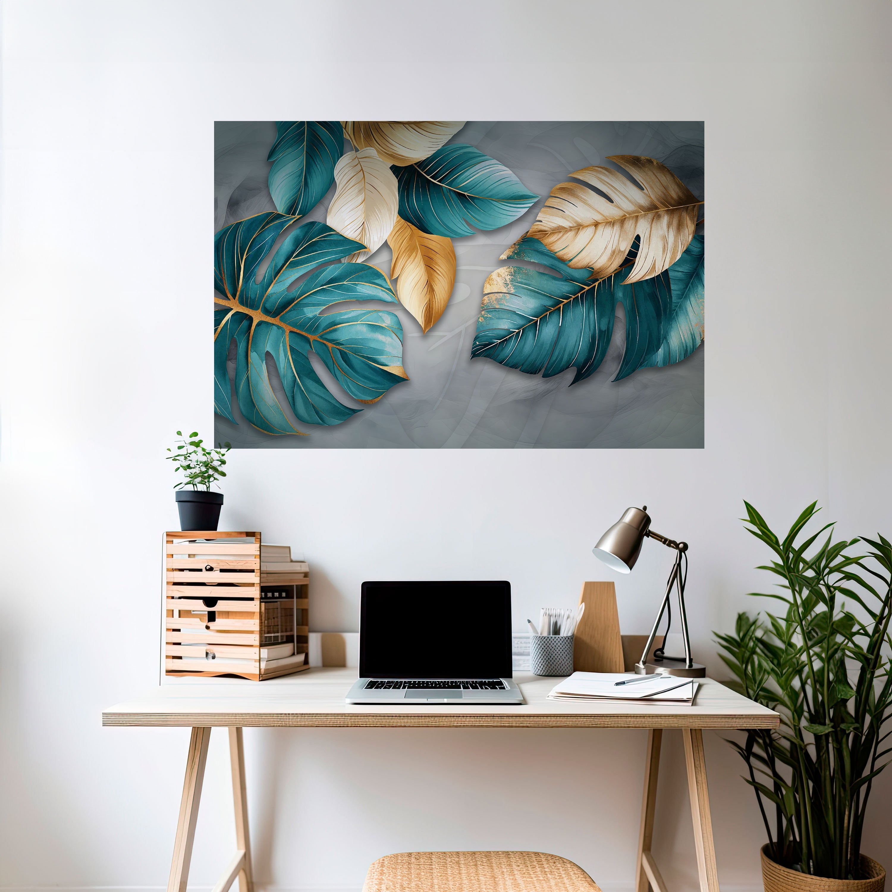 ELEGANCE IN LEAVES Horizontales Poster zum Abziehen und Aufkleben