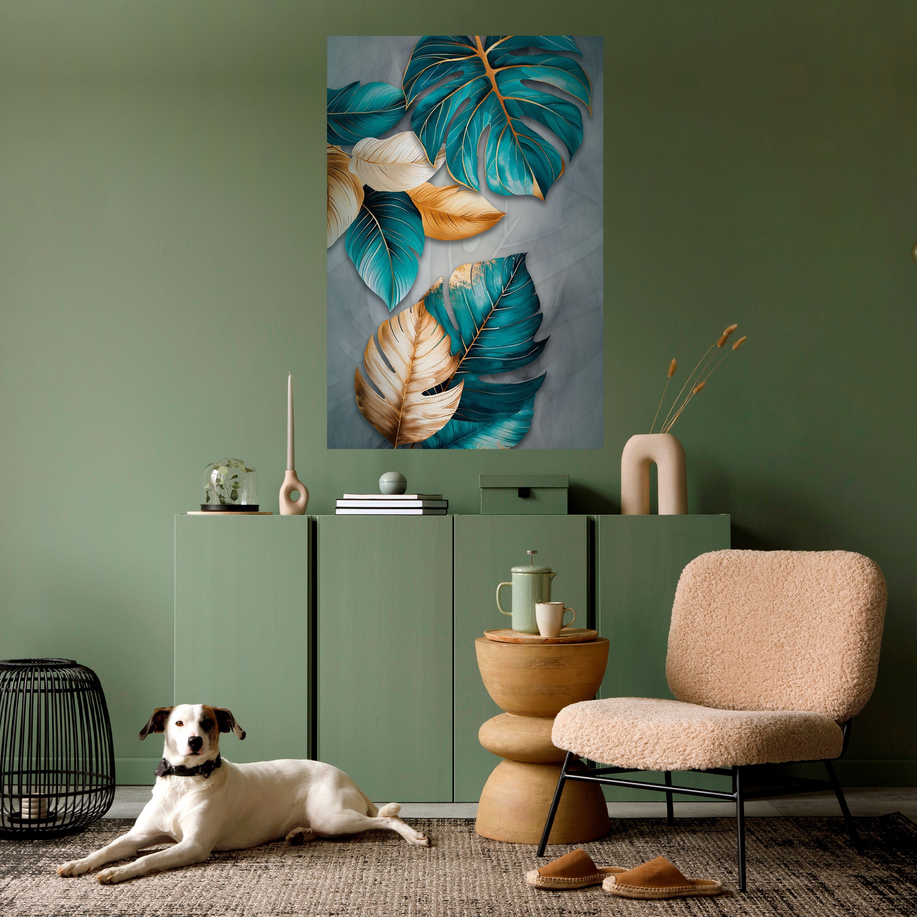ELEGANCE IN LEAVES Vertikales Poster zum Abziehen und Aufkleben
