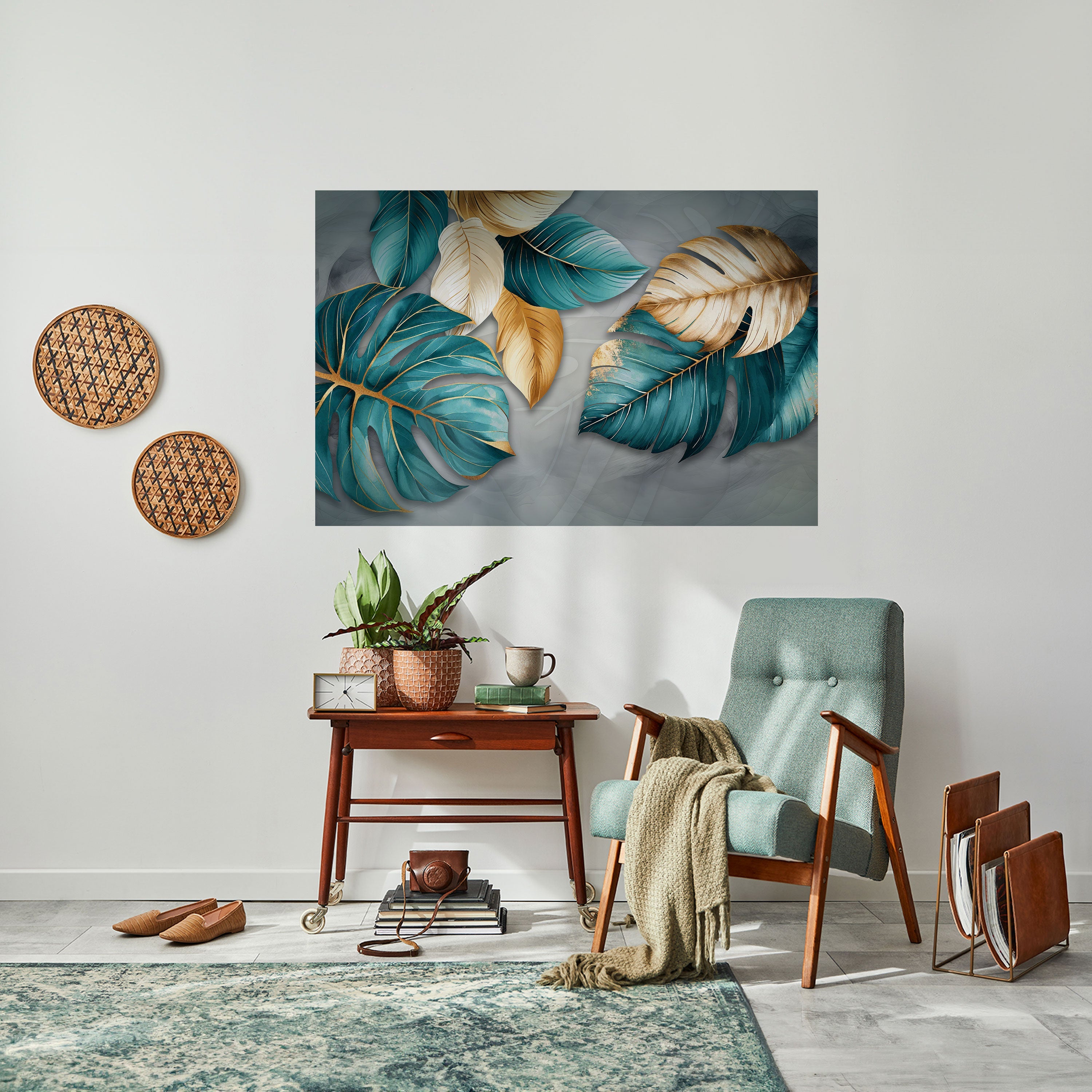 ELEGANCE IN LEAVES Horizontales Poster zum Abziehen und Aufkleben