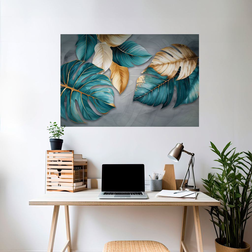 ELEGANCE IN LEAVES Horizontales Poster zum Abziehen und Aufkleben