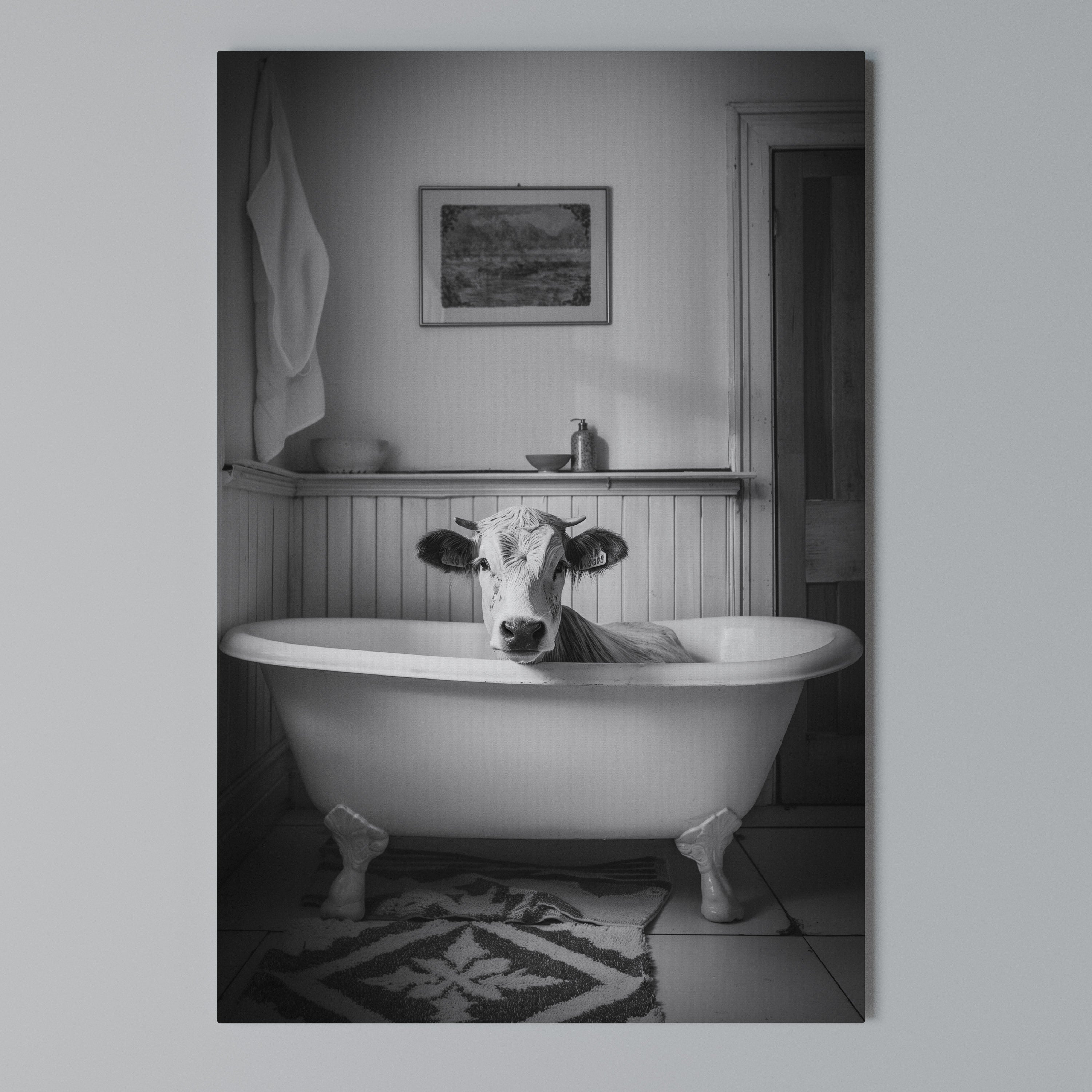 COW IN RELAXATION Vertical Canvas Print