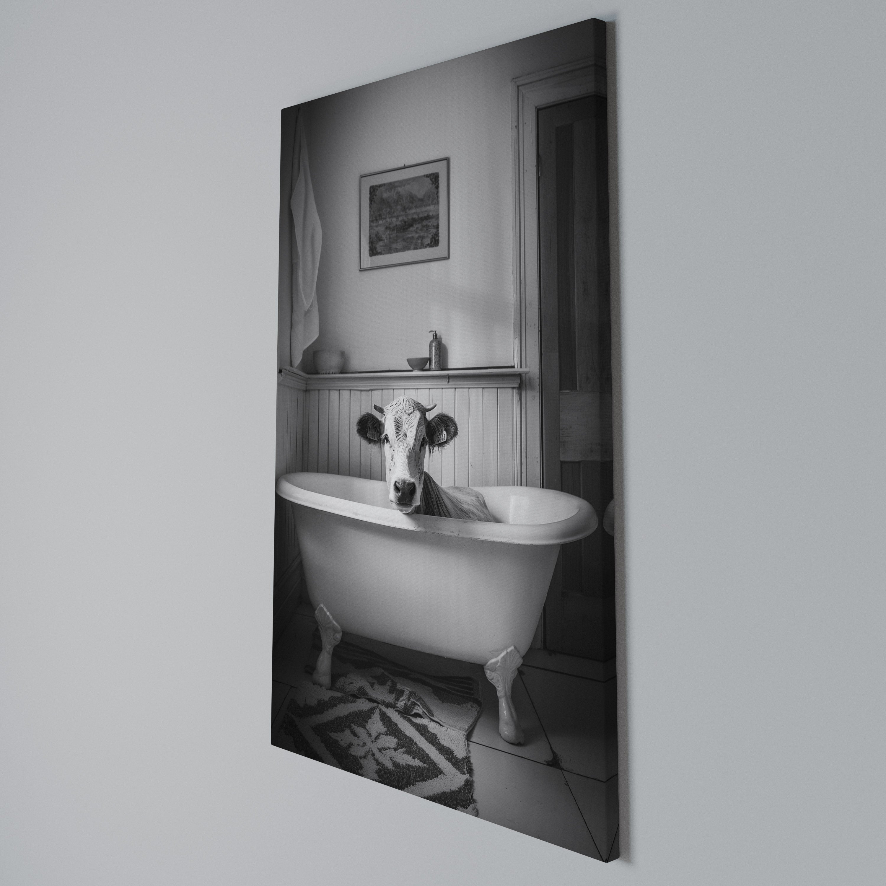COW IN RELAXATION Vertical Canvas Print