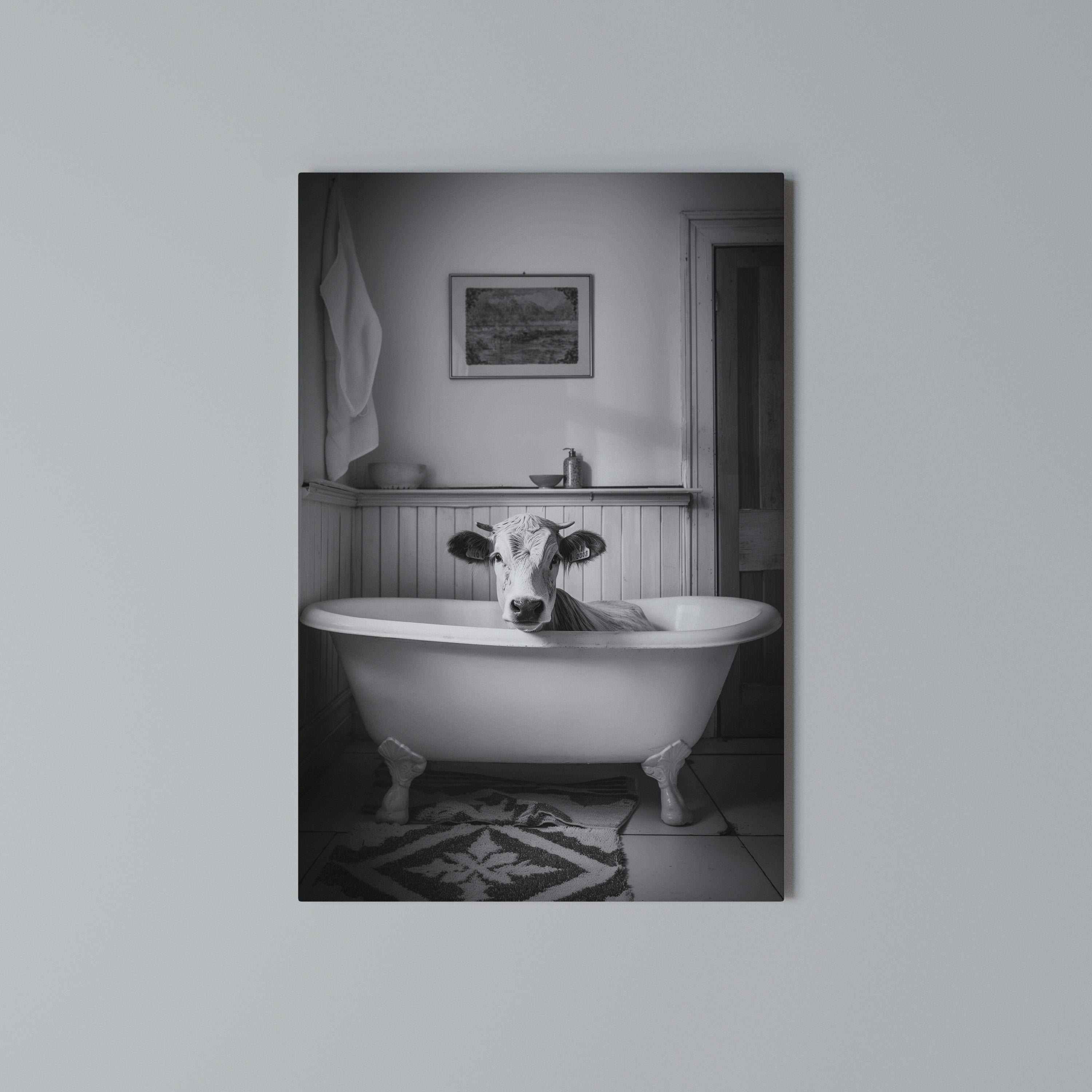 COW IN RELAXATION Vertical Canvas Print