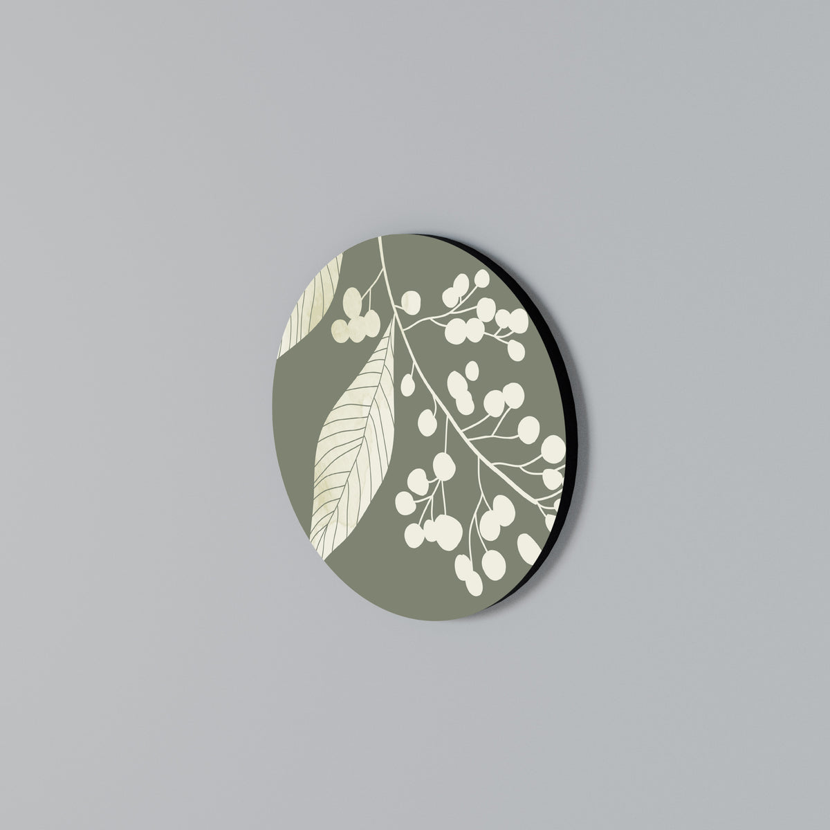SERENE LEAFY FANTASIES Rundes Wandbild