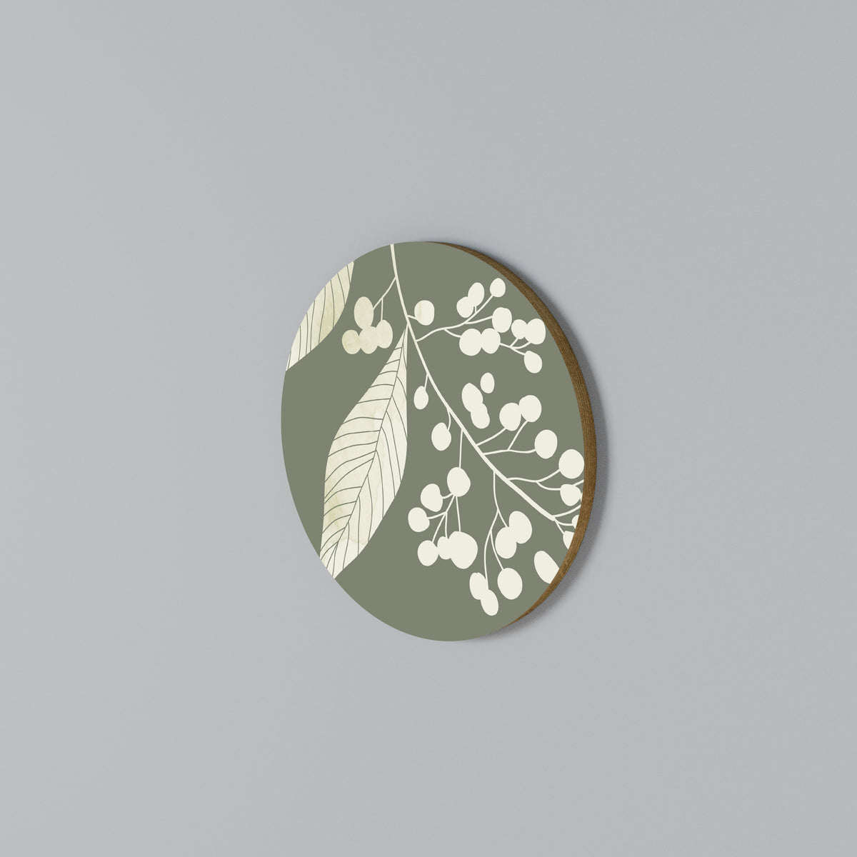 SERENE LEAFY FANTASIES Rundes Wandbild