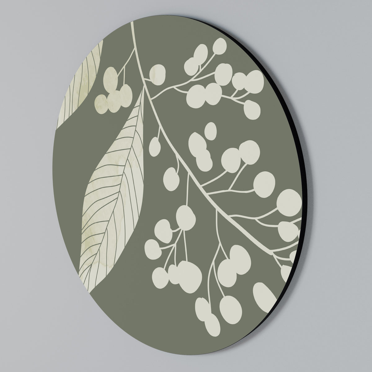 SERENE LEAFY FANTASIES Rundes Wandbild