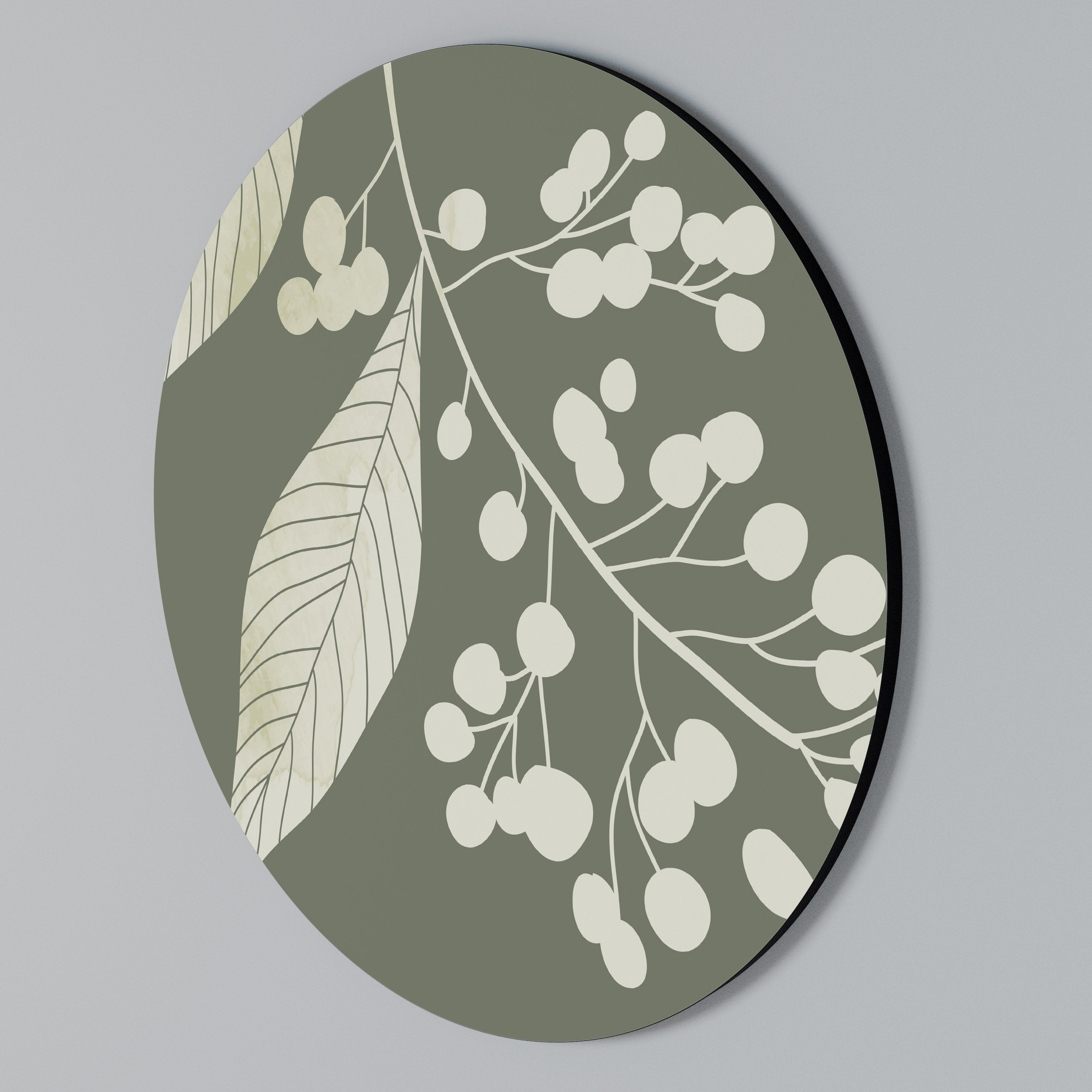 SERENE LEAFY FANTASIES Rundes Wandbild