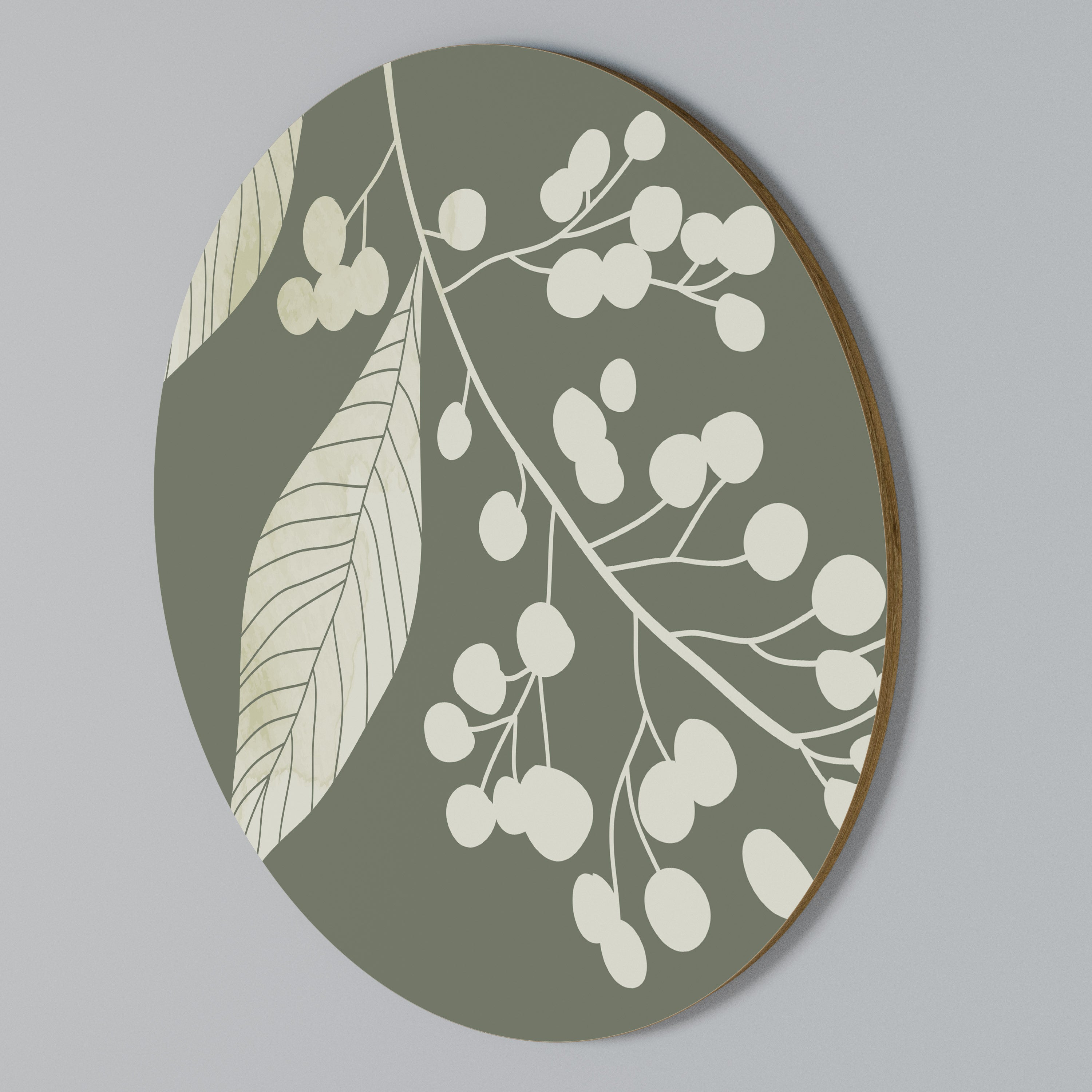 SERENE LEAFY FANTASIES Rundes Wandbild