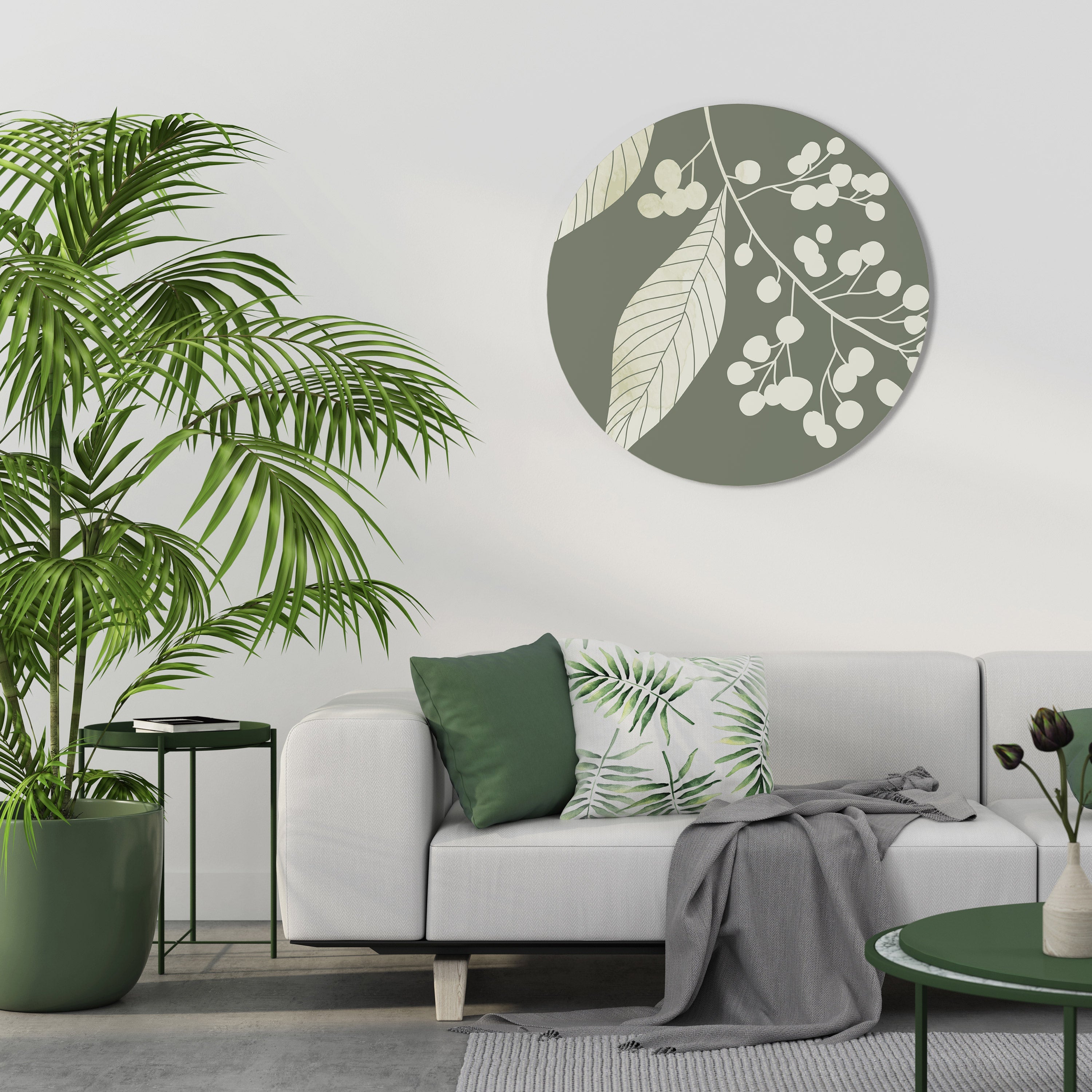 SERENE LEAFY FANTASIES Round Wall Art