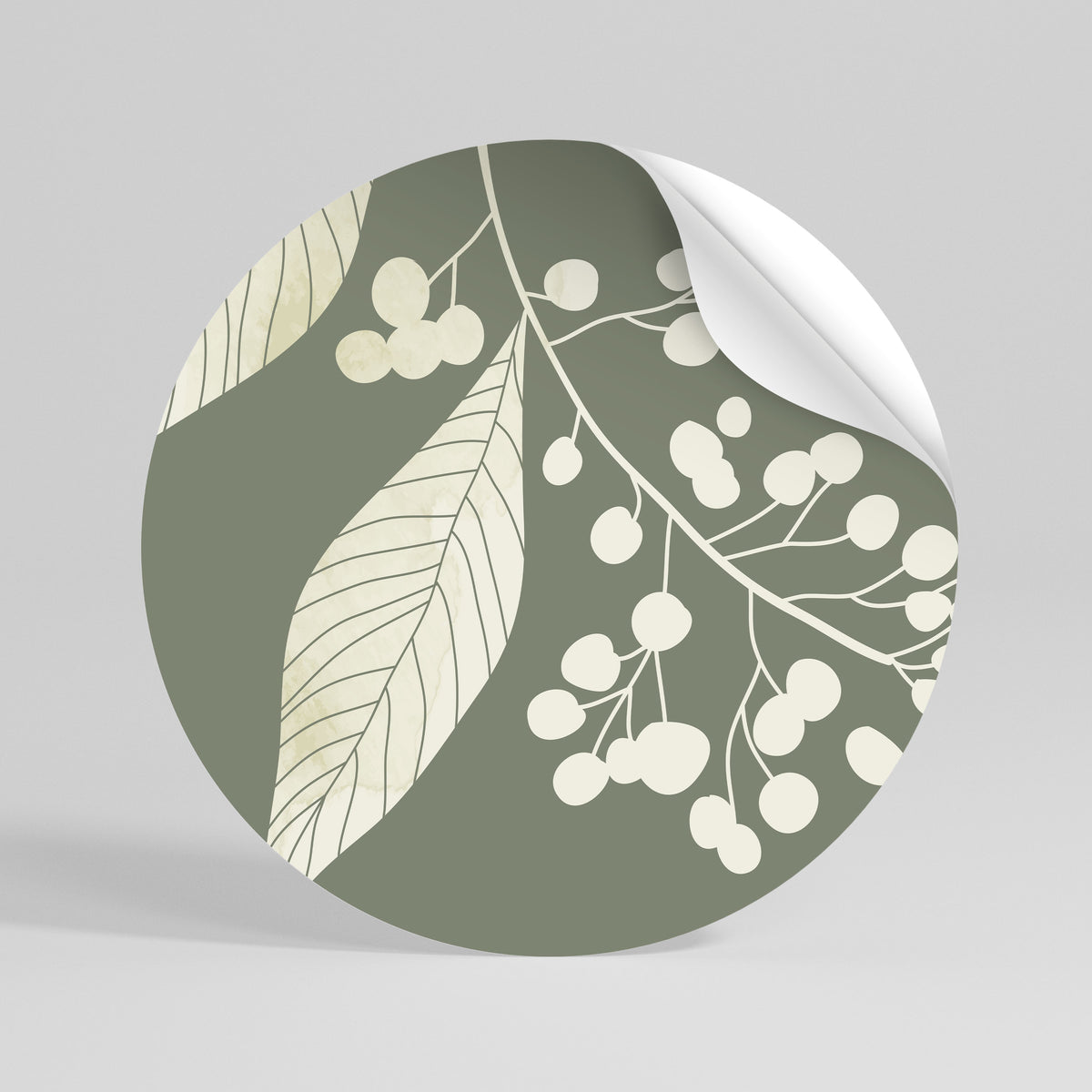 SERENE LEAFY FANTASIES Runder Wandsticker zum Abziehen und Aufkleben