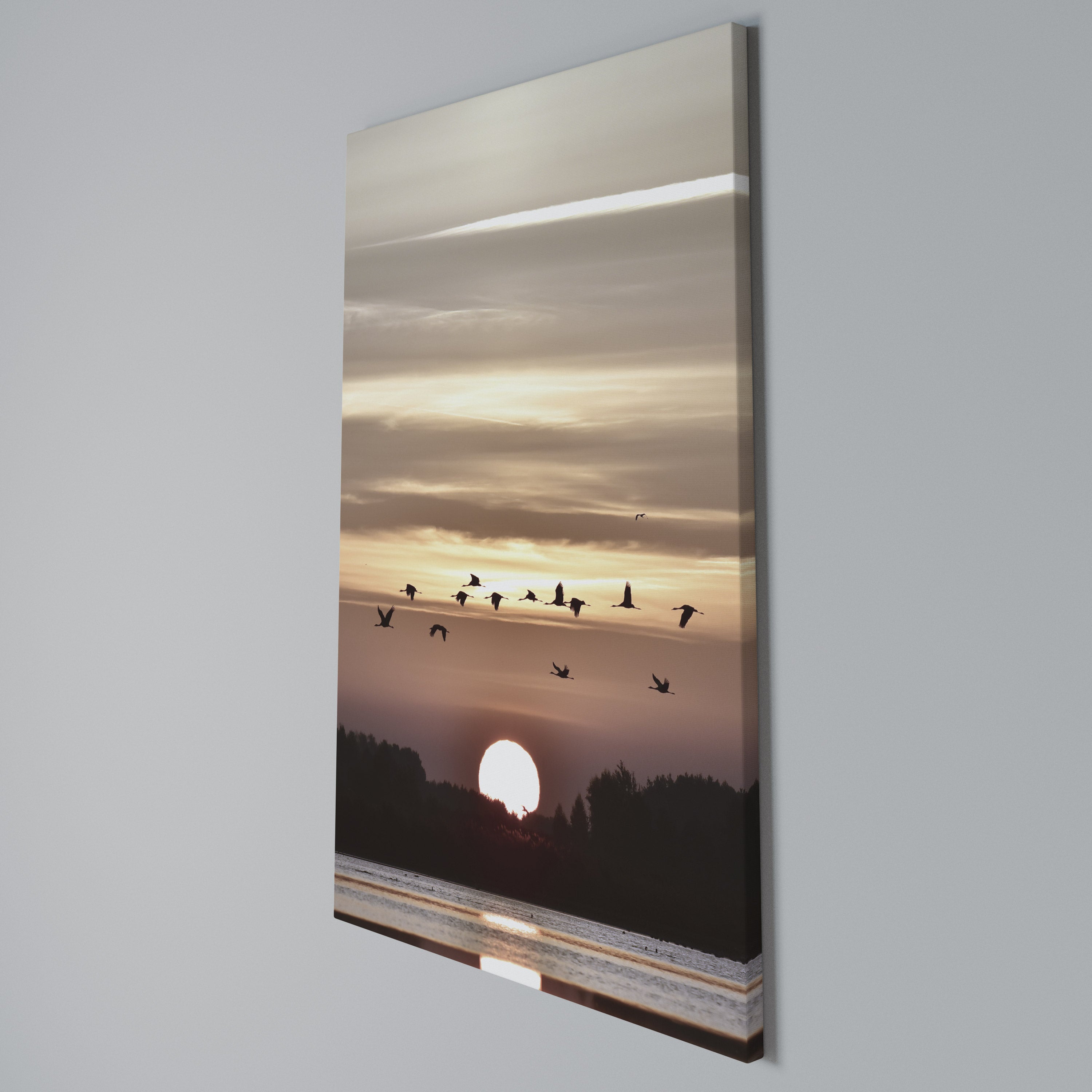 SUNSET FLIGHT SYMPHONY Vertical Canvas Print