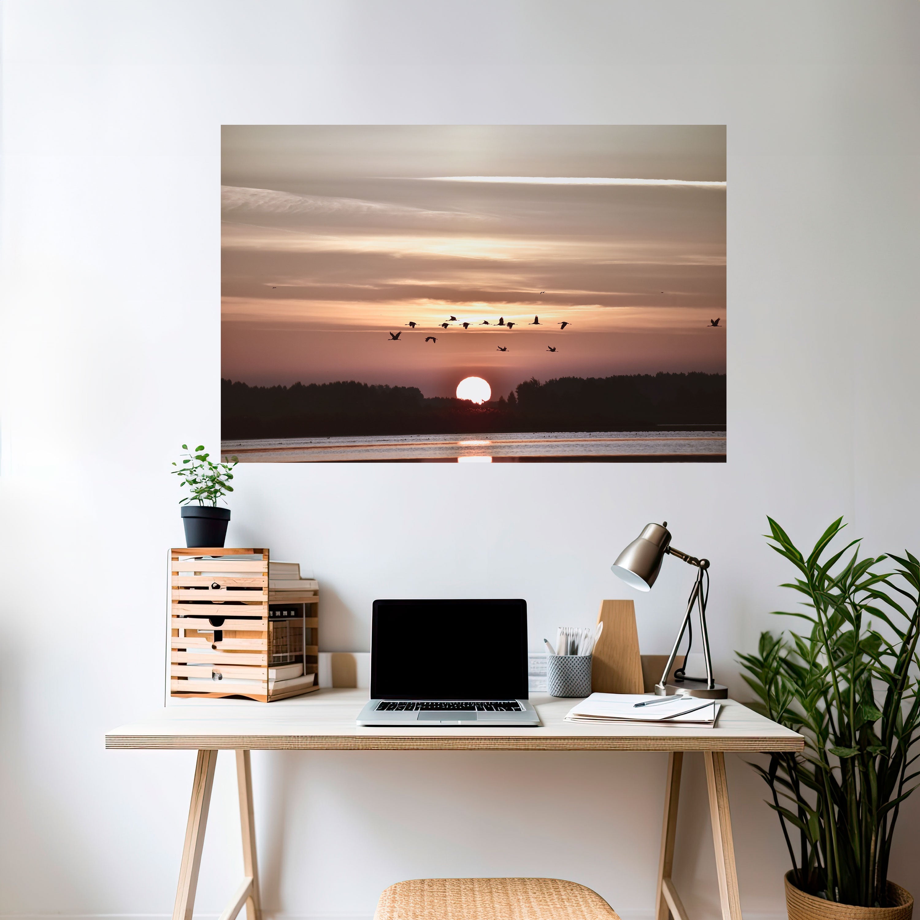 SUNSET FLIGHT SYMPHONY Horizontales Poster zum Abziehen und Aufkleben