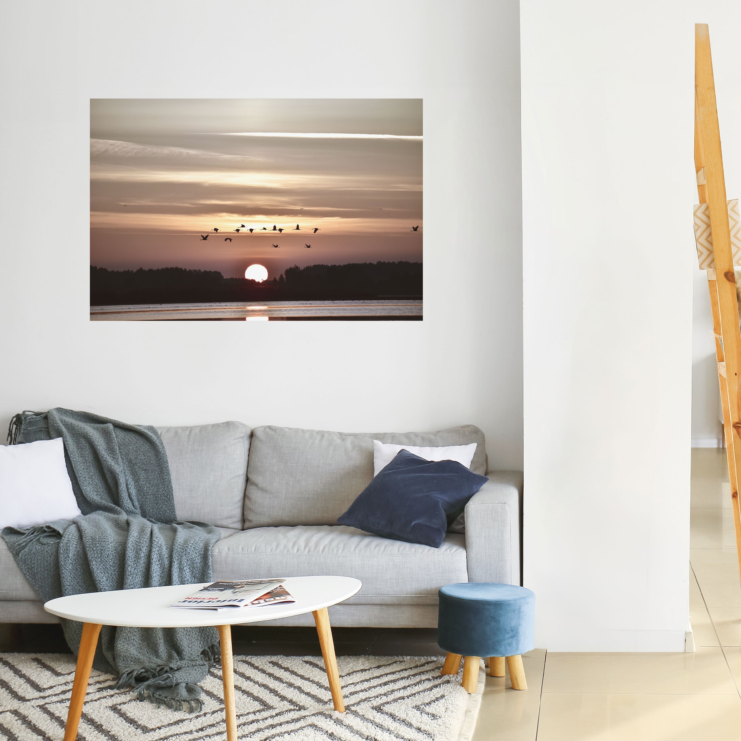 SUNSET FLIGHT SYMPHONY Horizontales Poster zum Abziehen und Aufkleben
