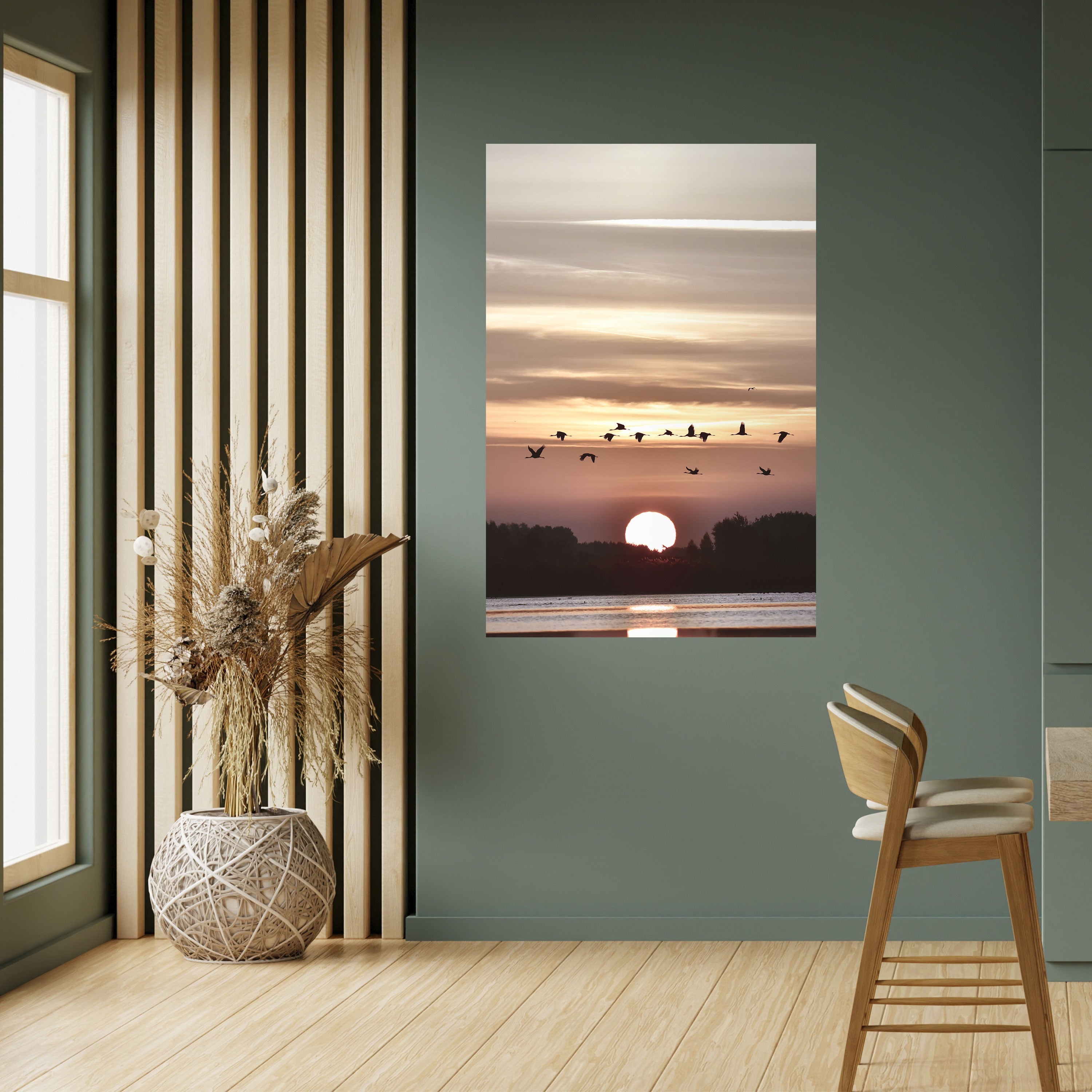 SUNSET FLIGHT SYMPHONY Vertikales Poster zum Abziehen und Aufkleben
