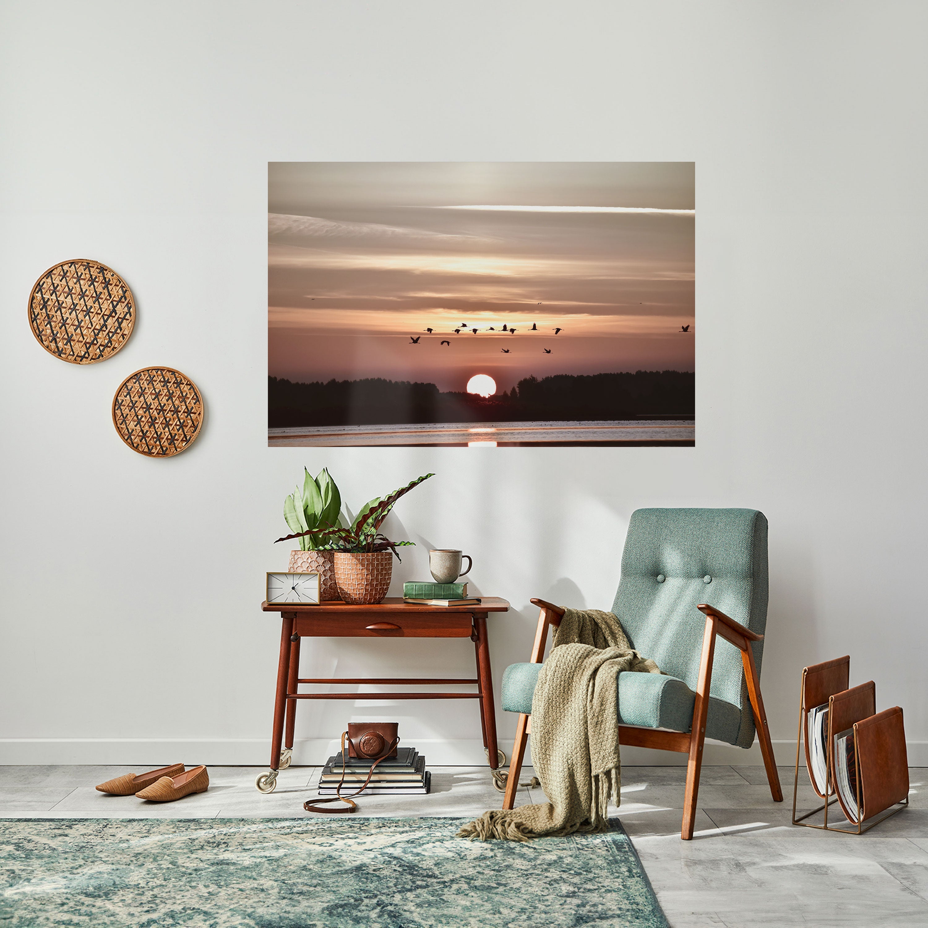 SUNSET FLIGHT SYMPHONY Horizontales Poster zum Abziehen und Aufkleben