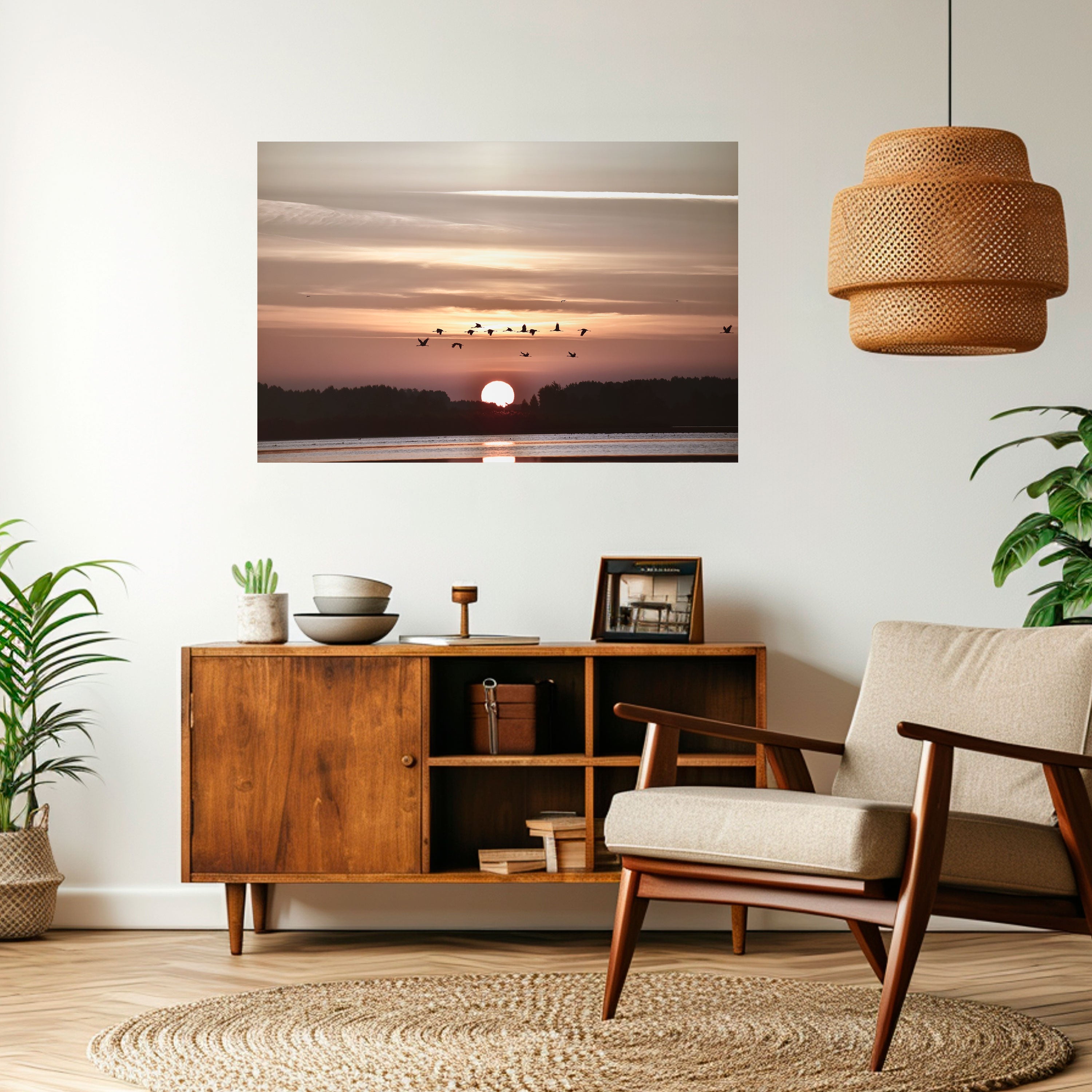 SUNSET FLIGHT SYMPHONY Horizontales Poster zum Abziehen und Aufkleben