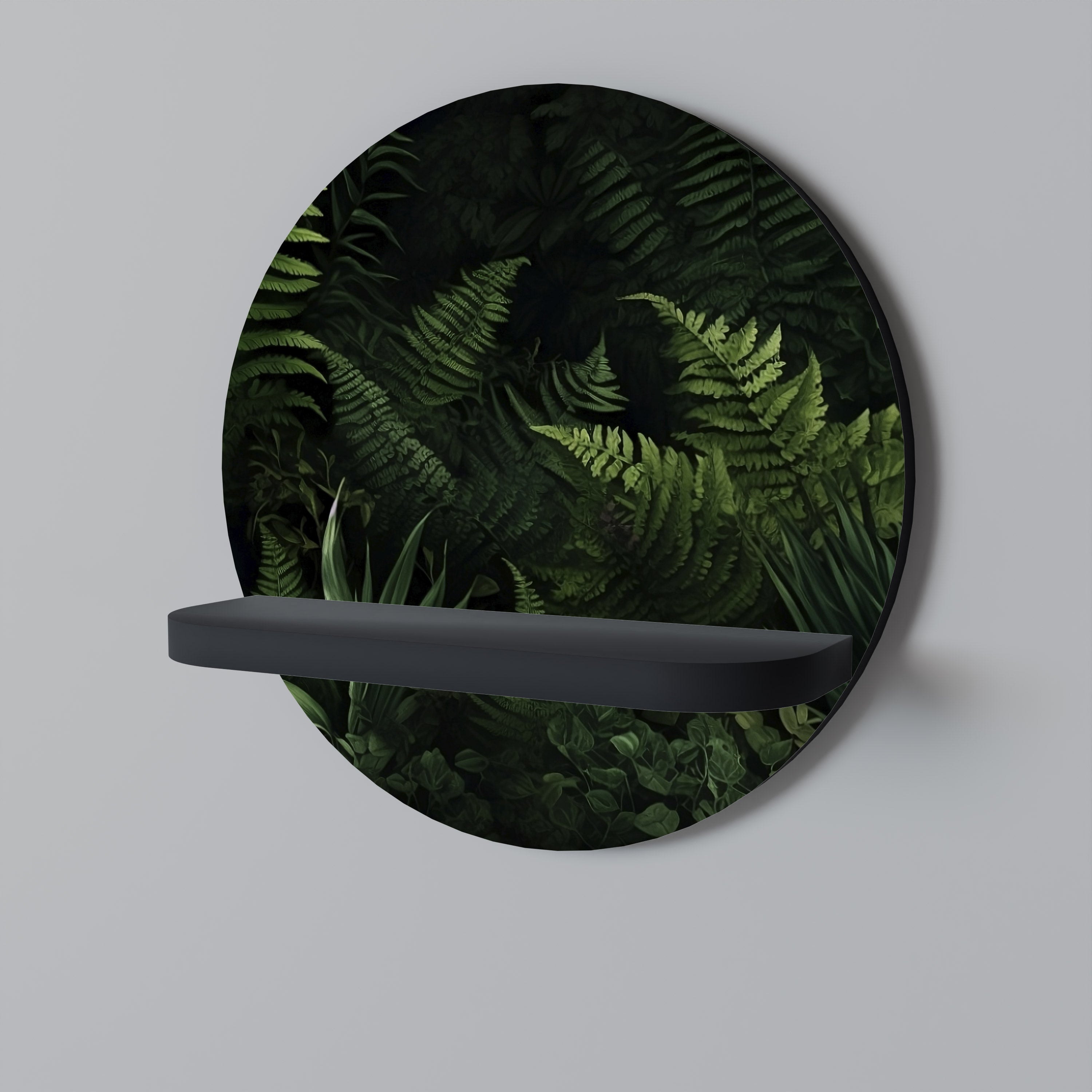FERN SECRETS Rundes Kunstregal in Schwarz