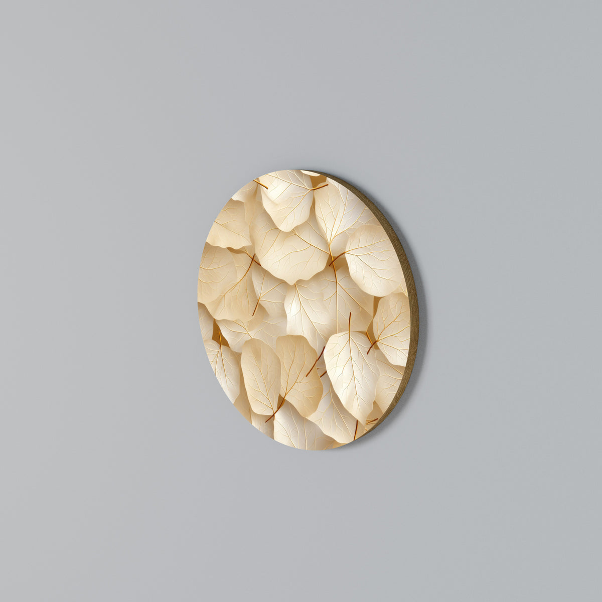 VELLUM LEAF SYMPHONY Rundes Wandbild