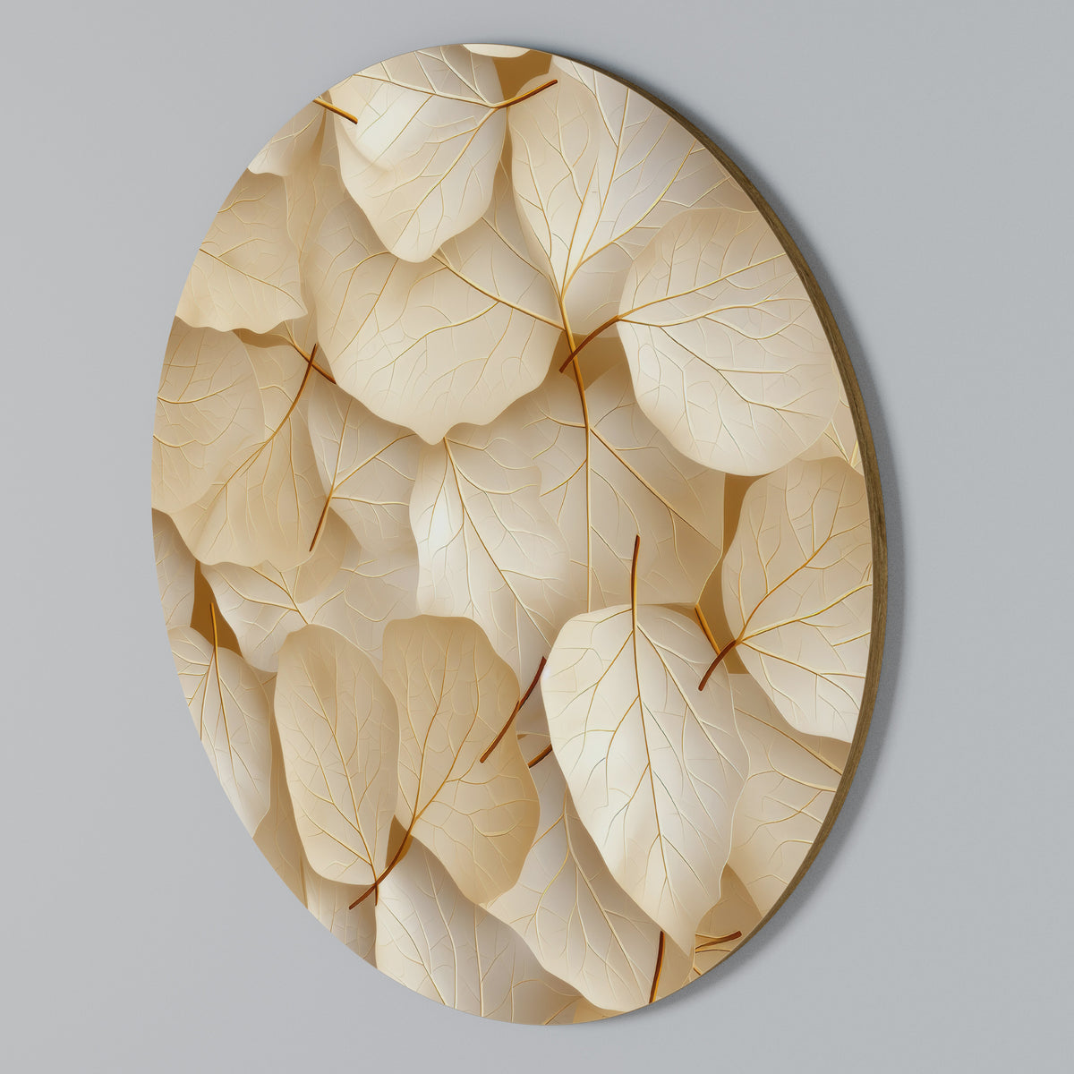 VELLUM LEAF SYMPHONY Rundes Wandbild