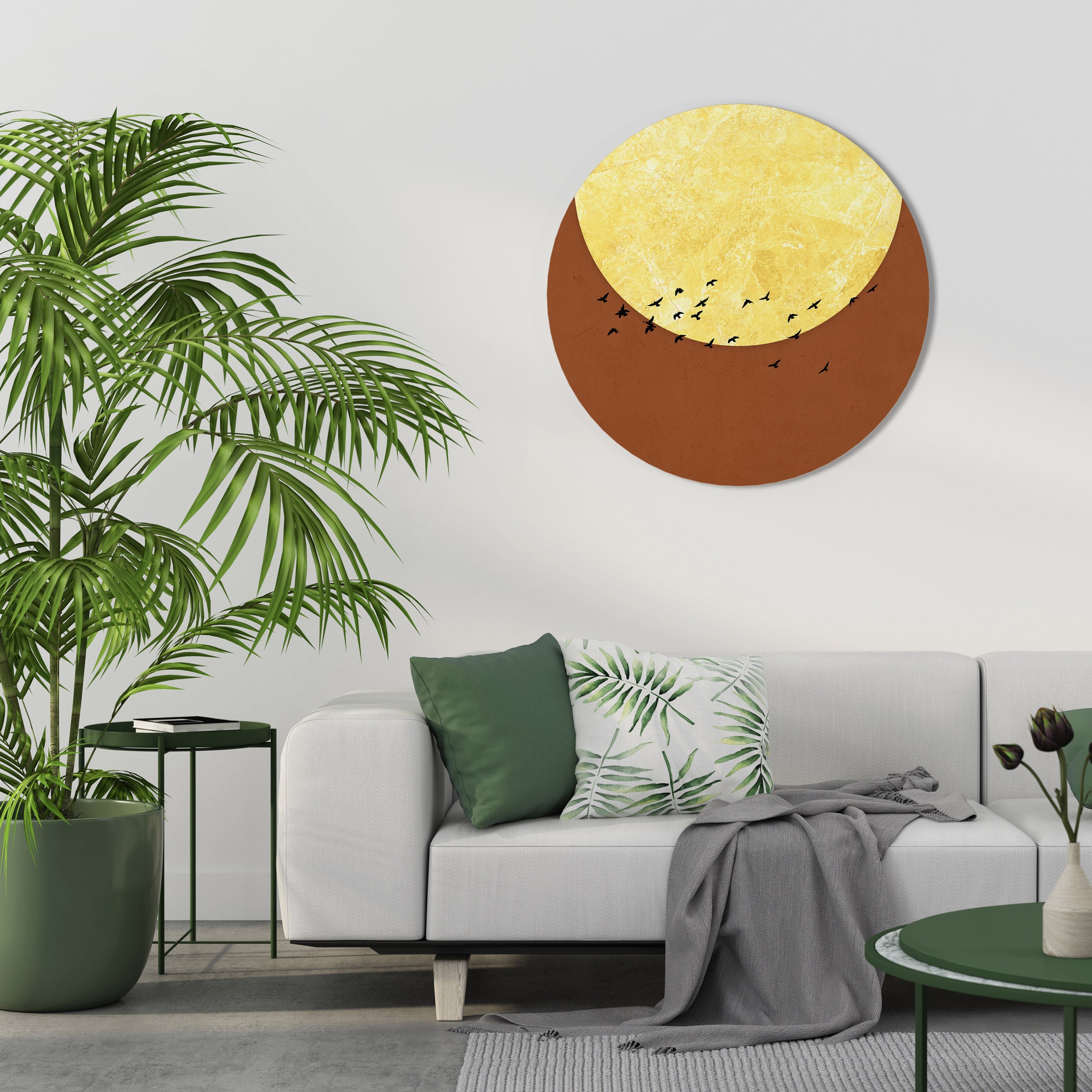 MOONLIT MIGRATION Round Wall Art