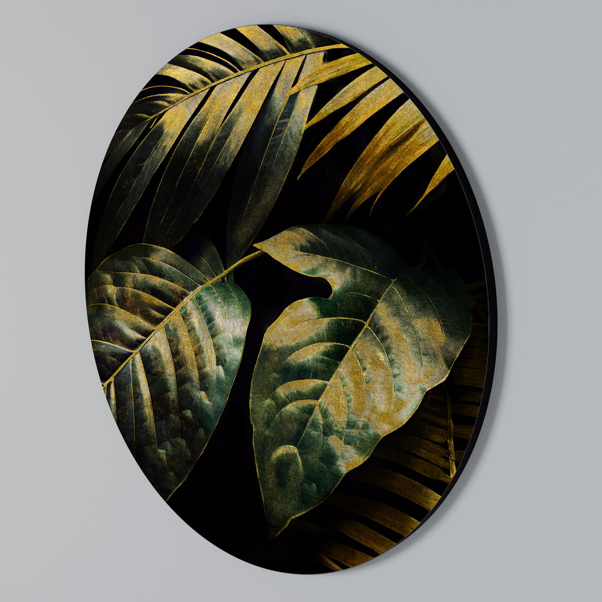 ENIGMATIC FOLIAGE TWILIGHT Rundes Wandbild