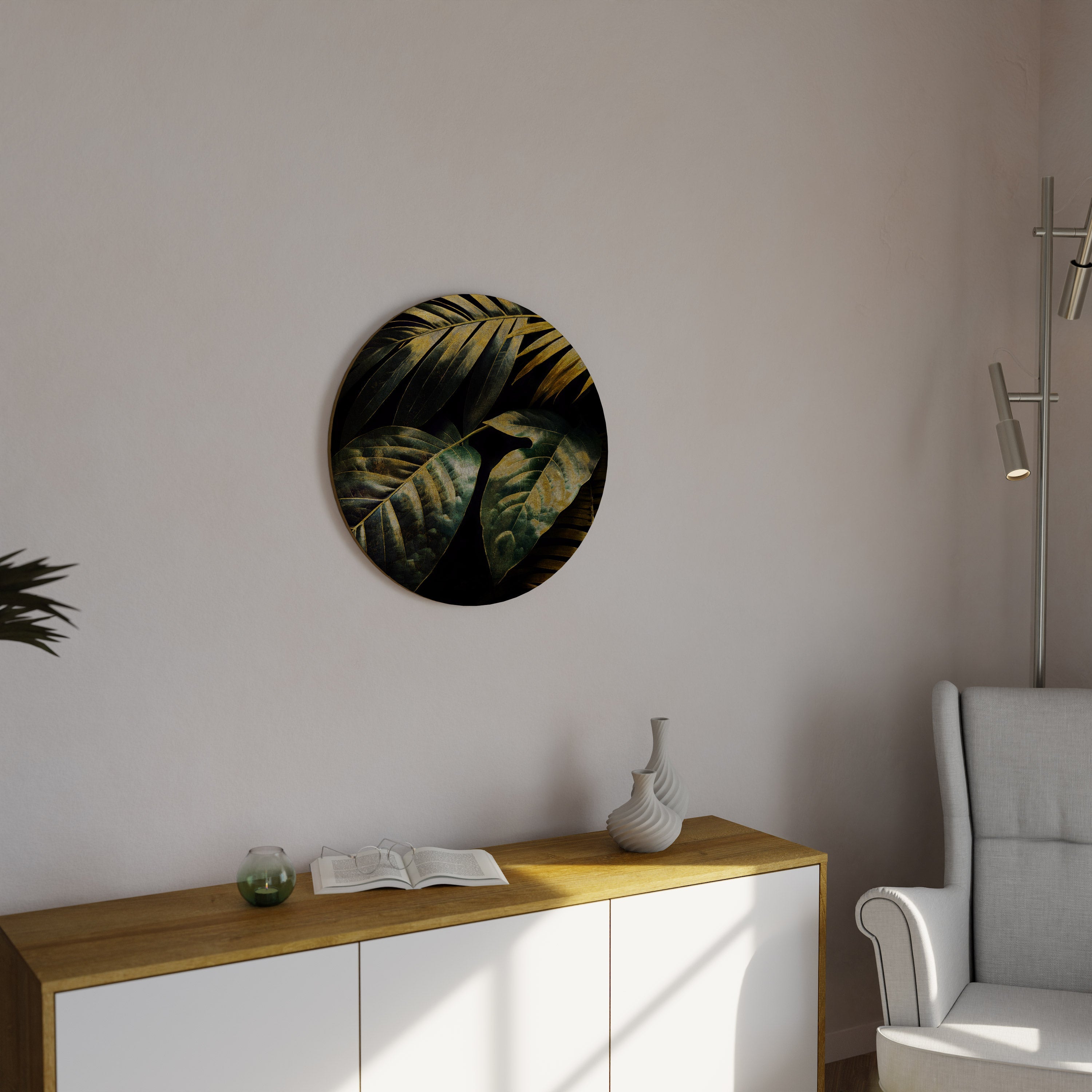 ENIGMATIC FOLIAGE TWILIGHT Round Wall Art