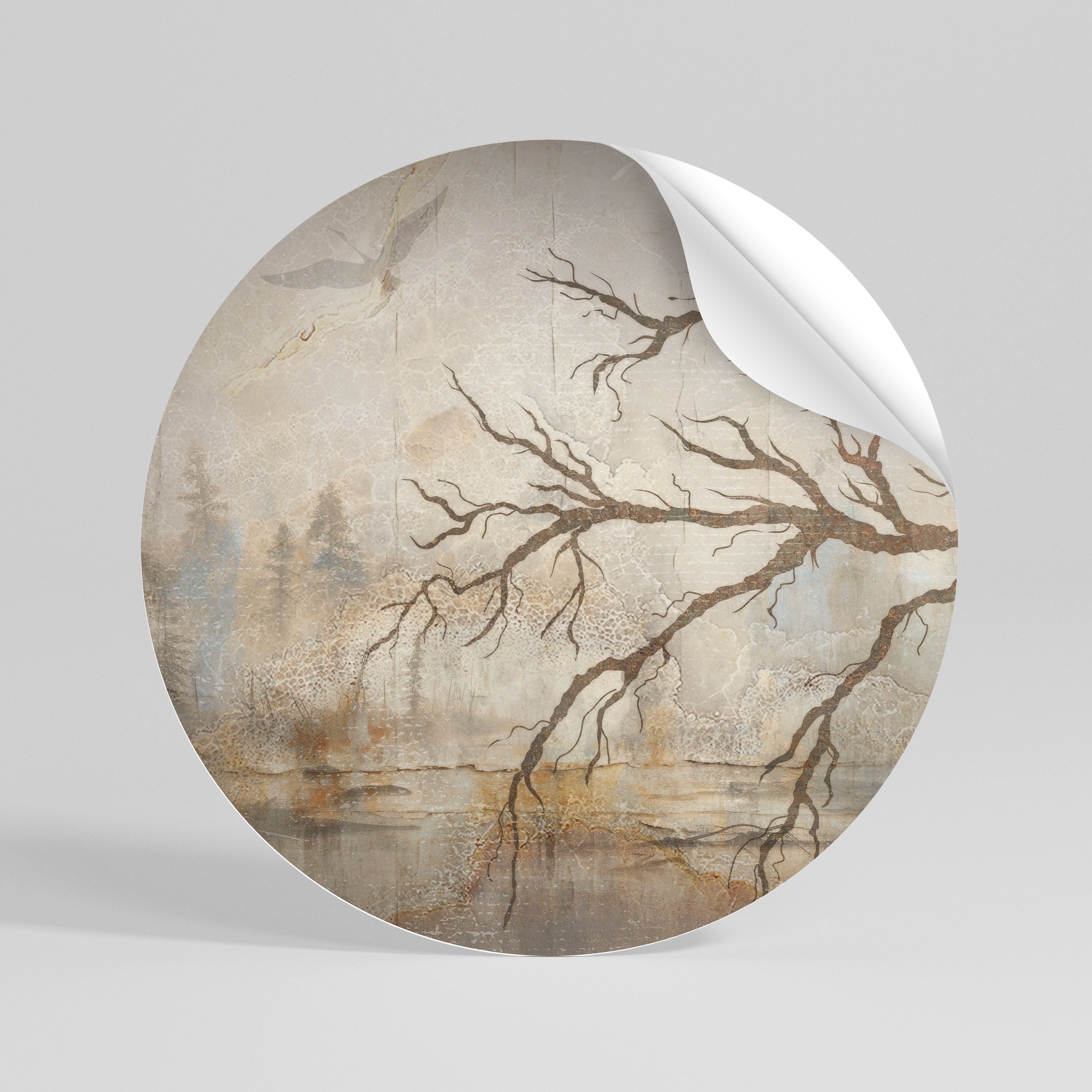 FLIGHT OF FANTASY Peel and Stick Round Sticker