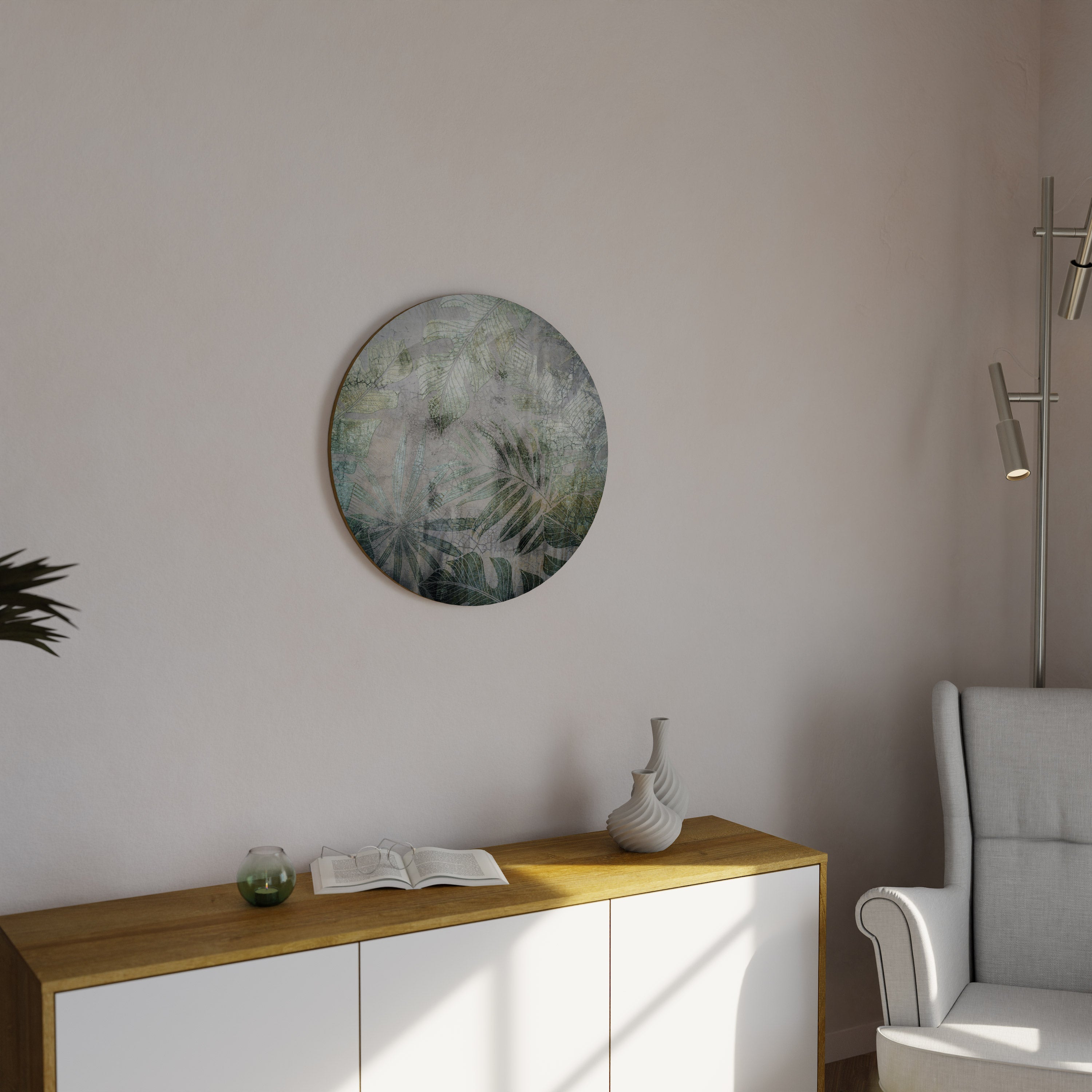 HARMONY IN GREENERY Runde Wanddekoration Ø 69 cm