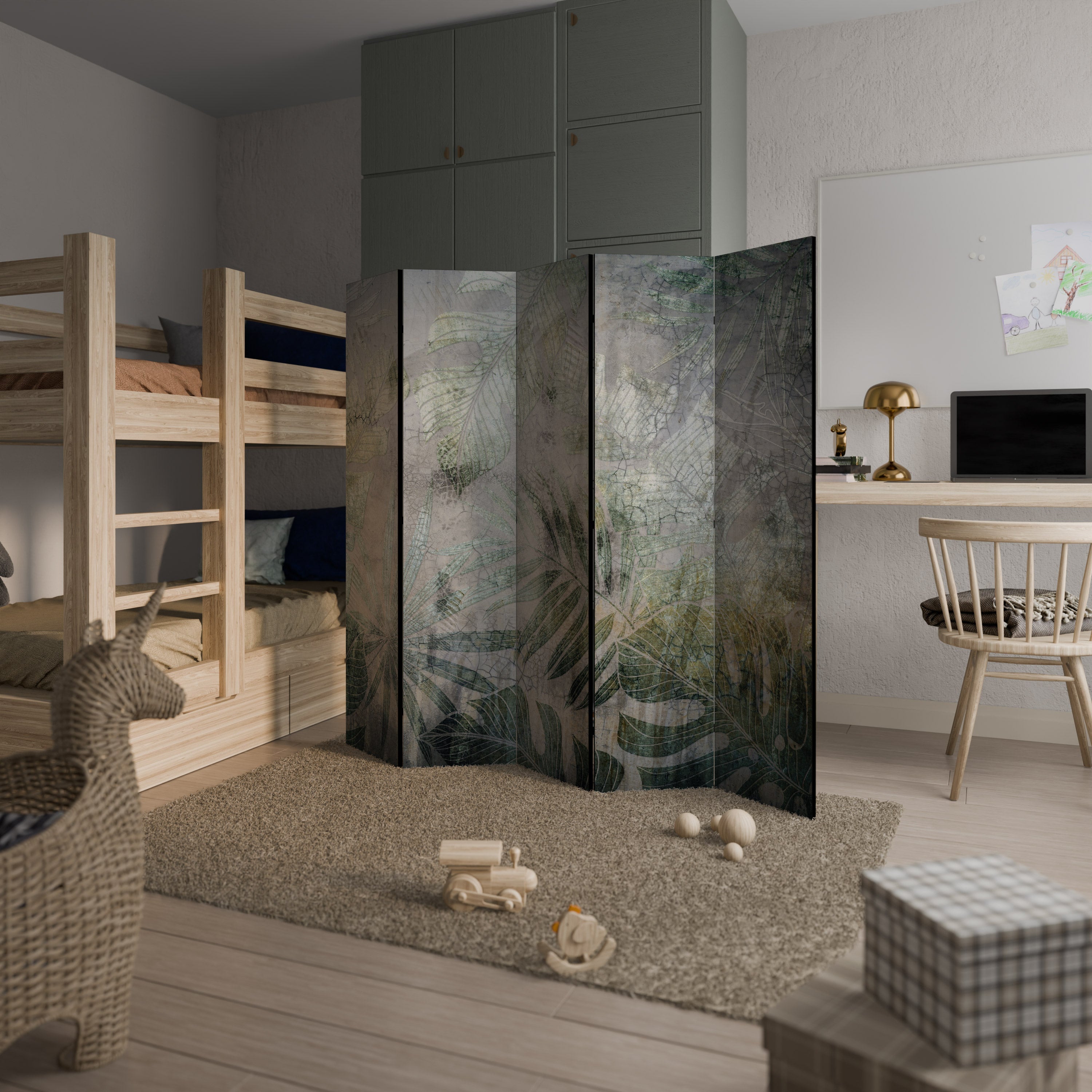 HARMONY IN GREENERY Dekorativer 5-teiliger Raumteiler