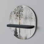 FADE IN THE TREES Oval Art Shelf In Black Finish