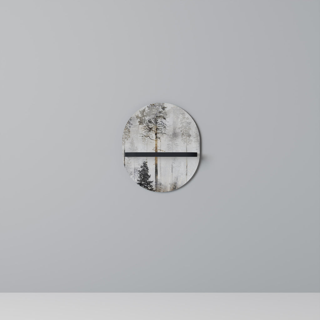 FADE IN THE TREES Oval Art Shelf In Black Finish
