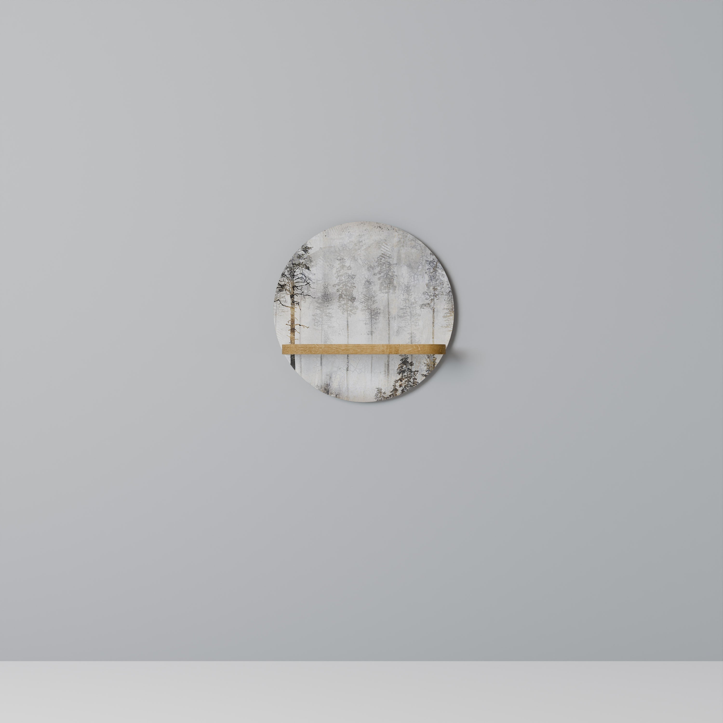 FADE IN THE TREES Rundes Kunstregal in Eiche-Optik