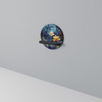 MIDNIGHT BLOSSOM Rundes Kunstregal in Schwarz