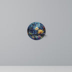 MIDNIGHT BLOSSOM Rundes Kunstregal in Schwarz