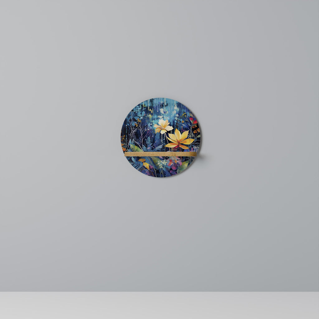 MIDNIGHT BLOSSOM Rundes Kunstregal in Eiche-Optik