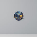 MIDNIGHT BLOSSOM Rundes Kunstregal in Eiche-Optik