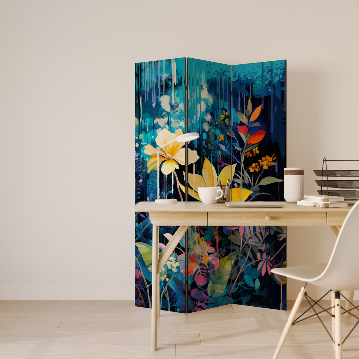 MIDNIGHT BLOSSOM 3-teiliger Paravent
