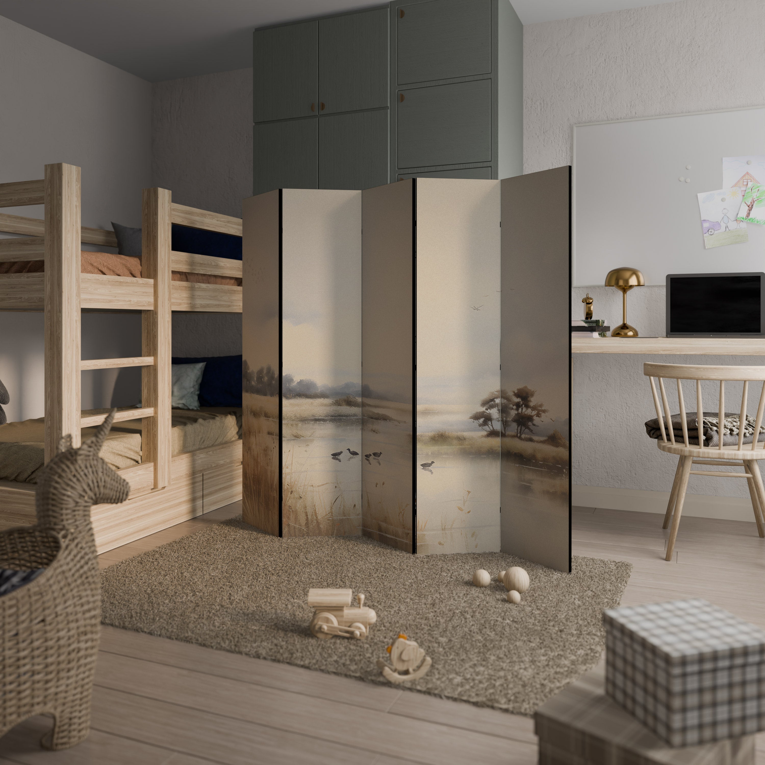 LAKESIDE NOSTALGY Dekorativer 5-teiliger Raumteiler