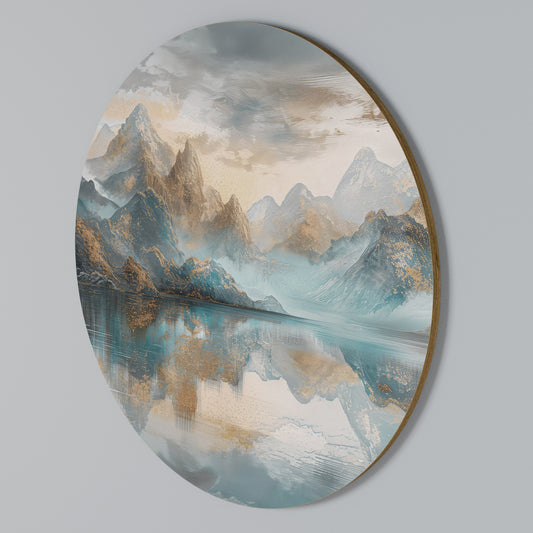 AZURE SUMMITS Rundes Wandbild