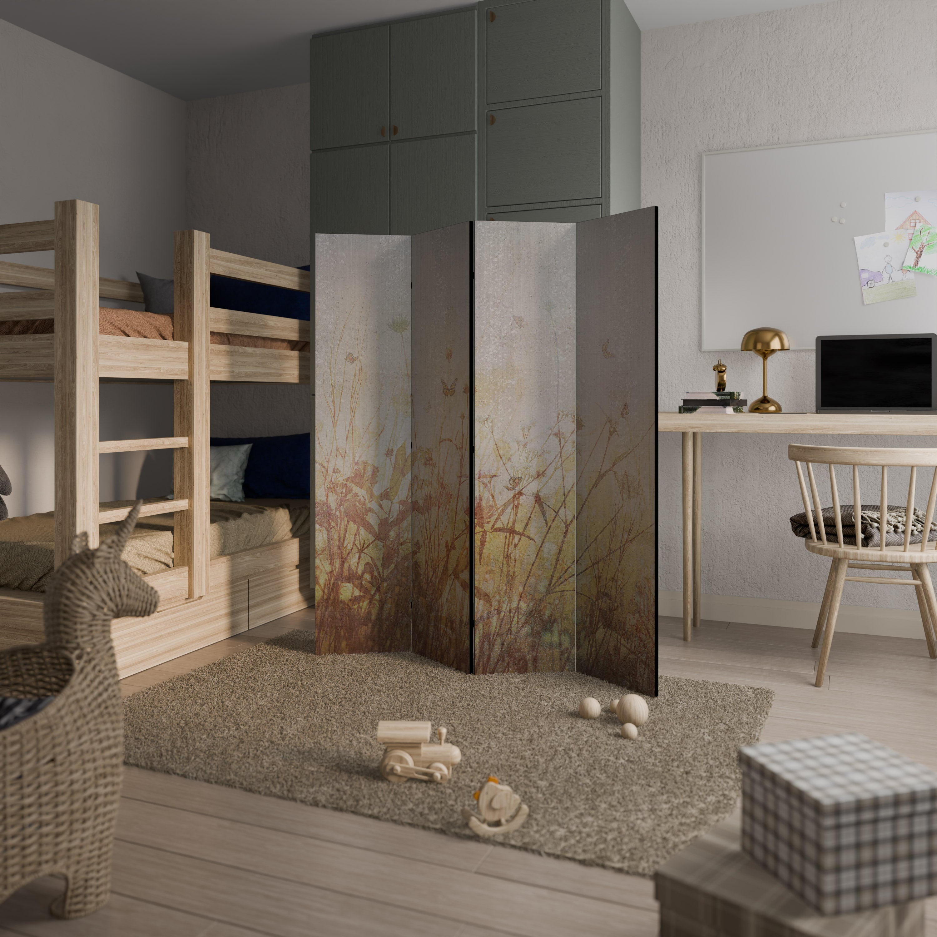 MEADOW BUTTERFLIES Dekorativer 4-teiliger Raumteiler