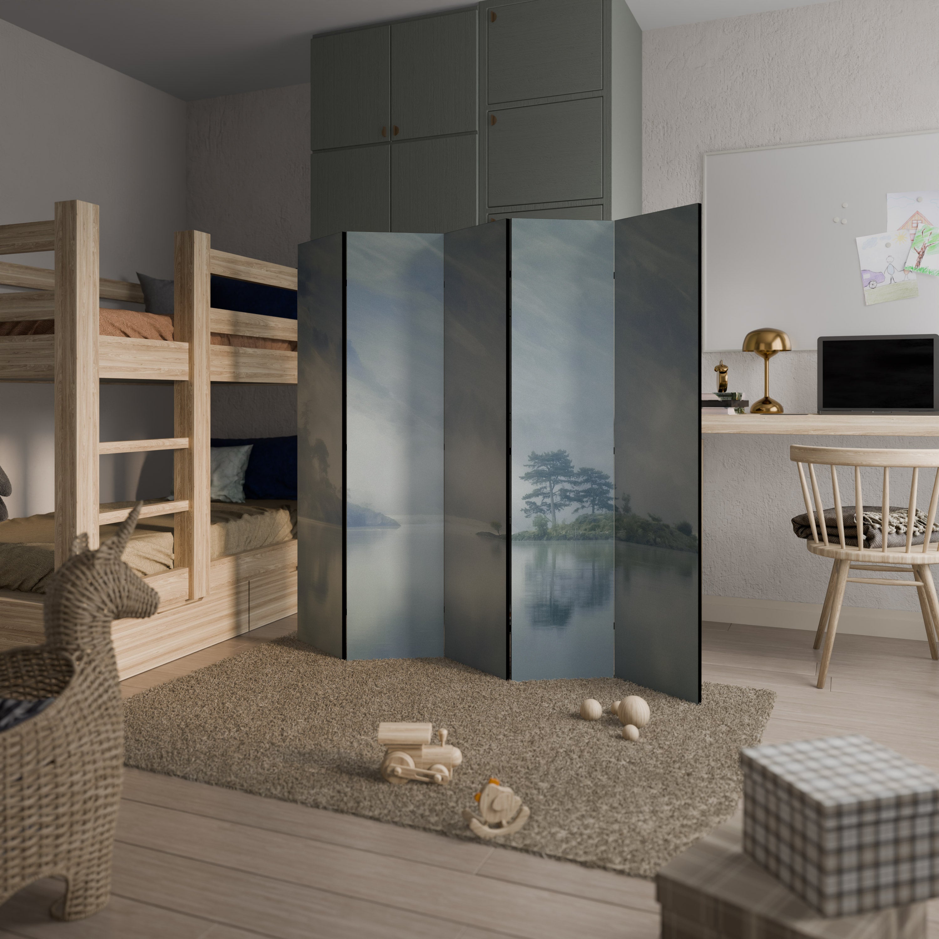 SILVER LAKE Dekorativer 5-teiliger Raumteiler