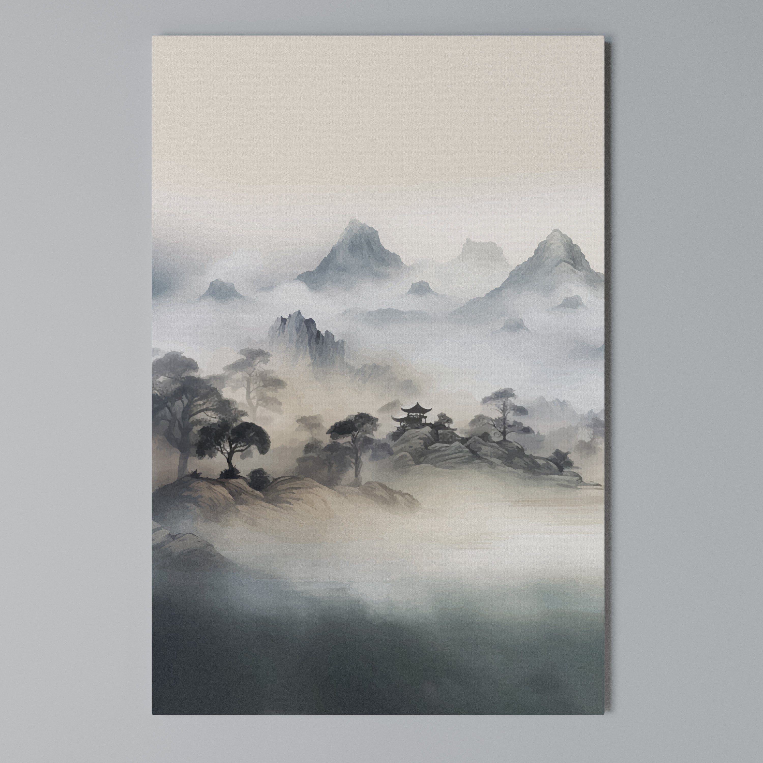 HIDDEN TEMPLE MIST Vertical Canvas Print